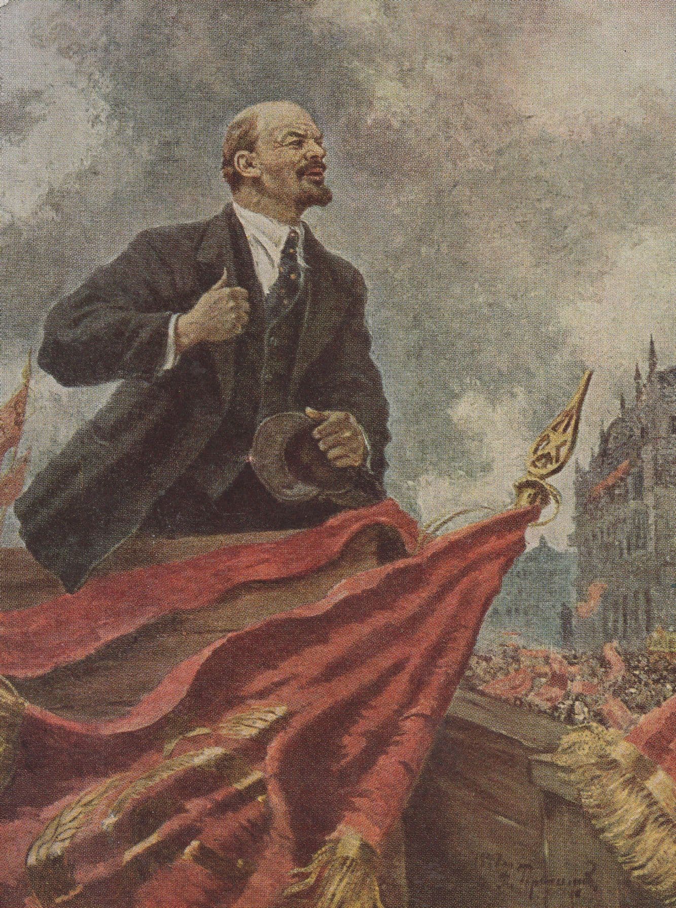 Lenin At The Rostrum Russian Soviet Leader Painting Postcard