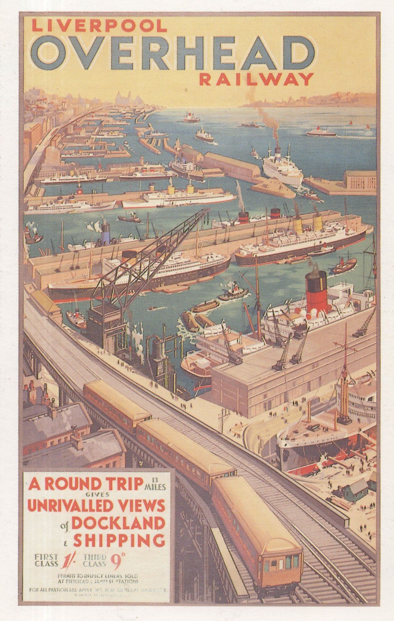 Liverpool Overhead Railway Old Dockland Shipping Poster Postcard
