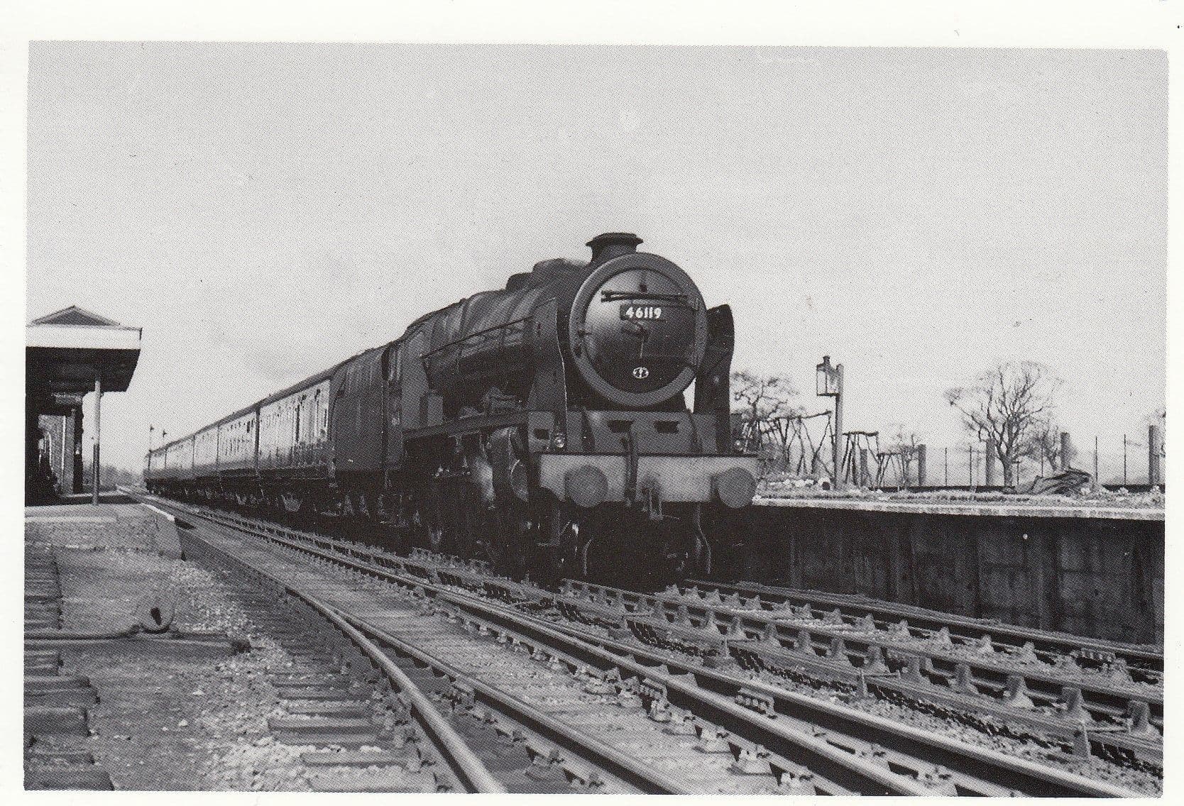 LMS Royal Scot Class 4-6-0 Train 46119 Chelford Station in 1953 Postcard