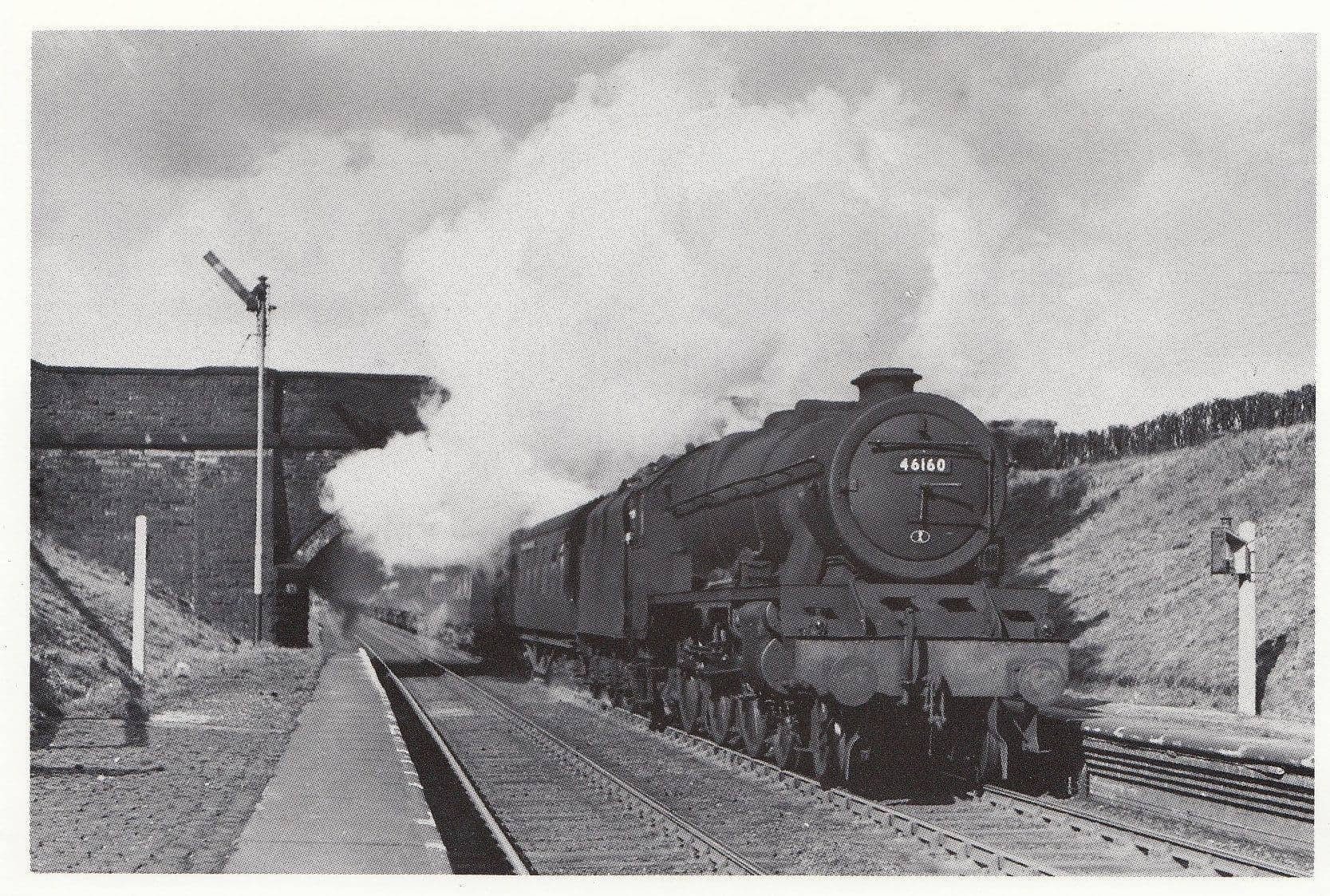LMS Royal Scot Class 4-6-0 Train 46160 Queen Victoria Adlington Station Postcard