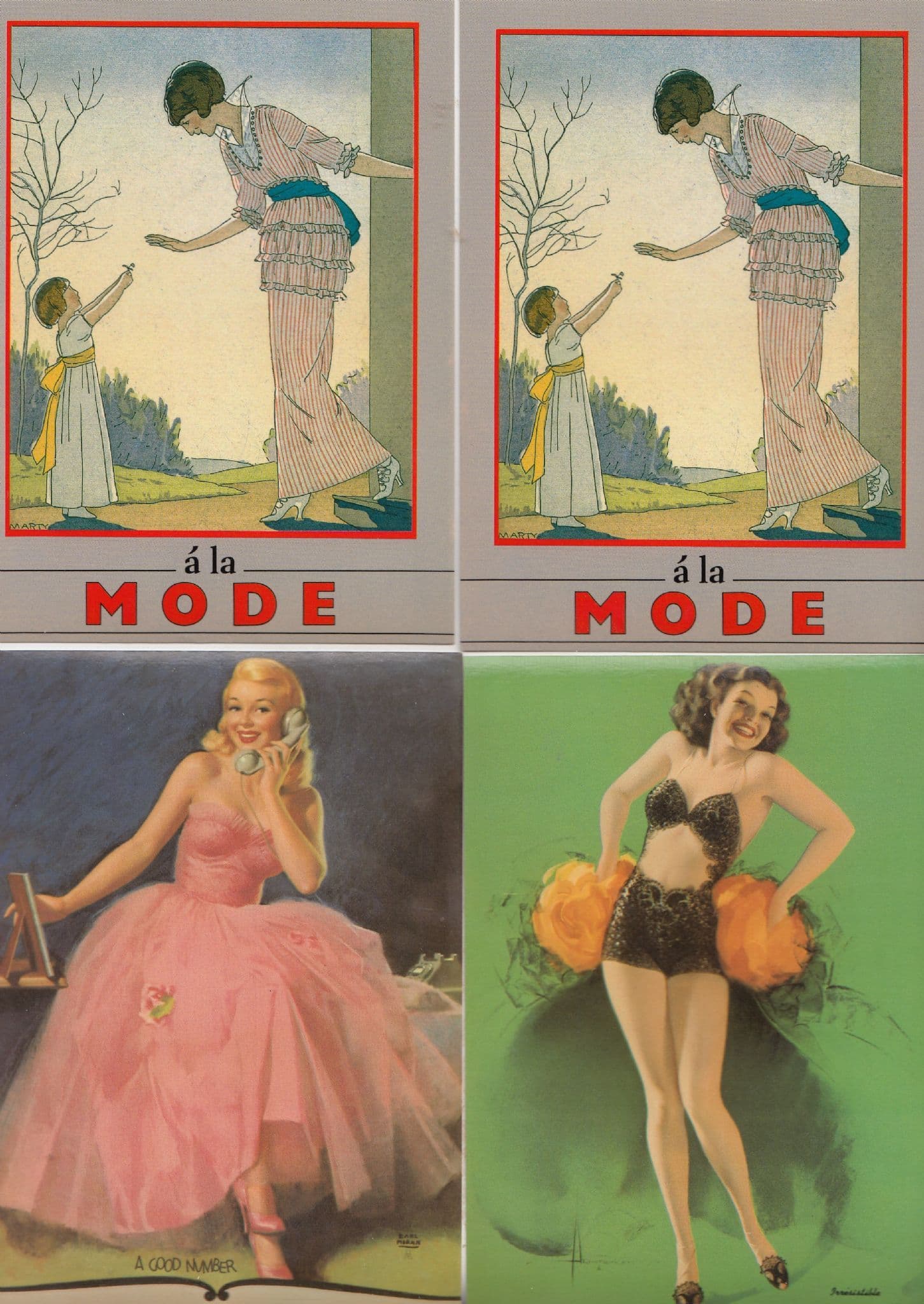 4x Glamour Cinderella Dress Telephone Devil Hitchiker Burlesque Postcard s