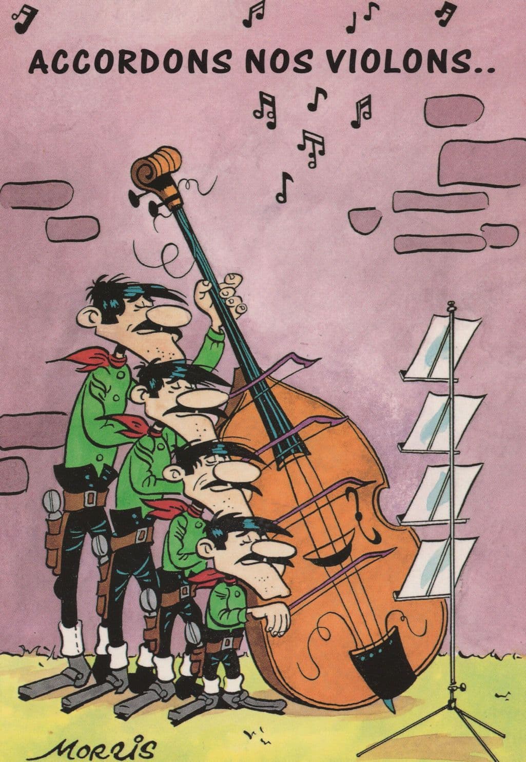 5 Cello Violin Bass Players With One Instrument French Comic Postcard