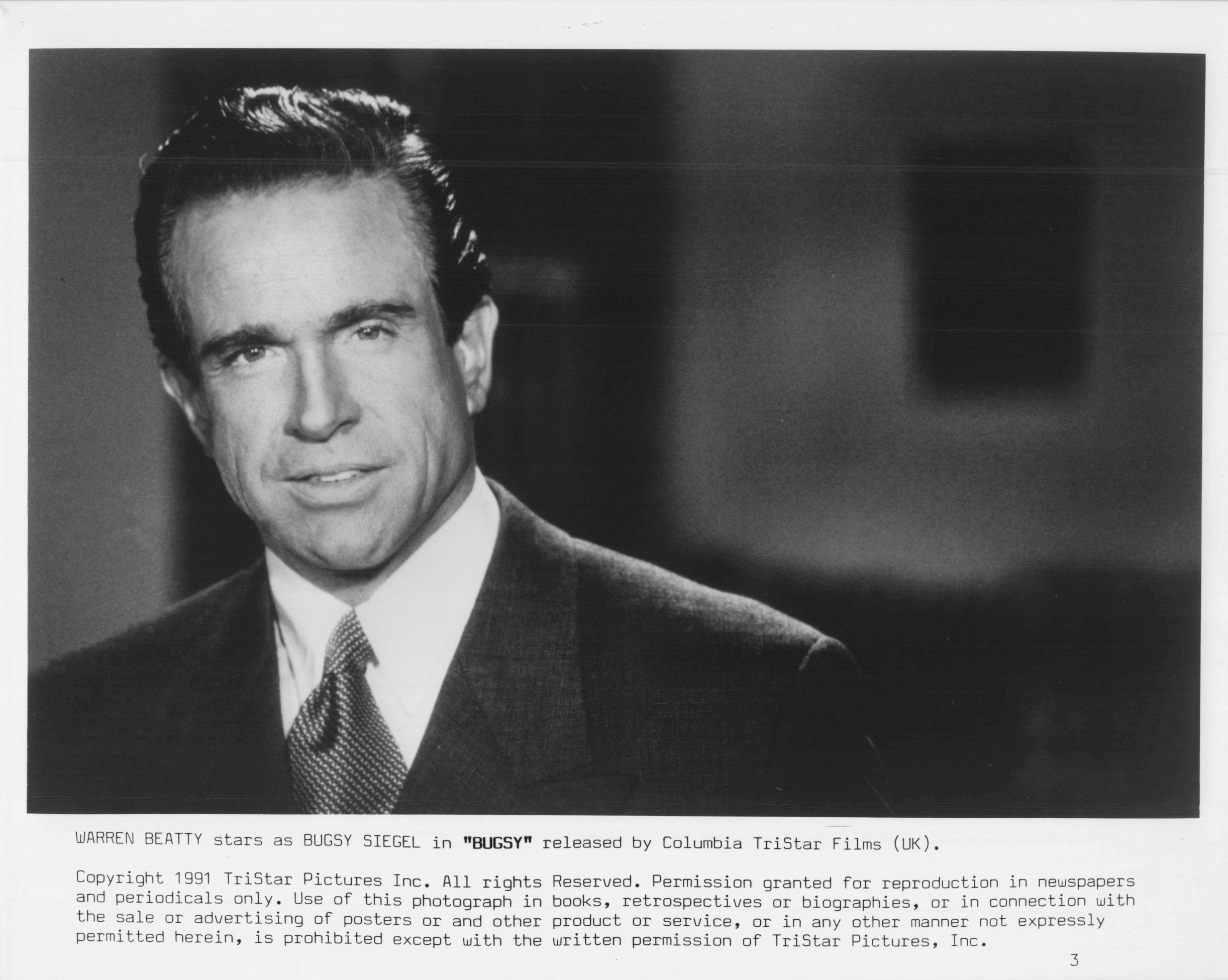 Warren Beatty in Bugsy Film 1991 Launch Press Media Still Publicity Photo