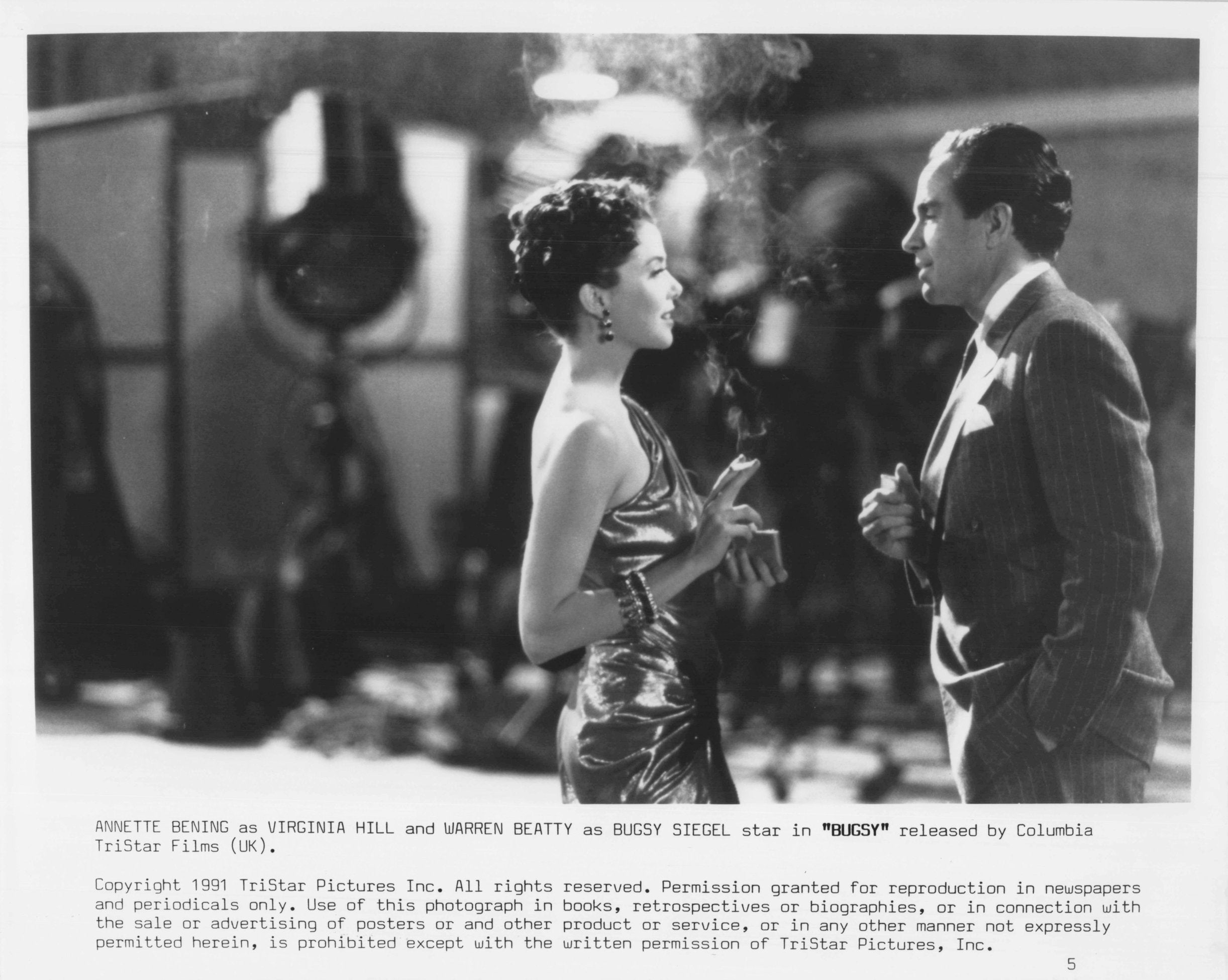 Annette Benning Warren Beatty in Bugsy Film 1991 Launch Press Media Photo