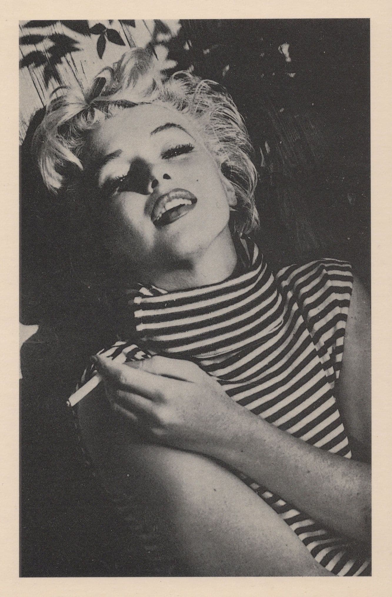 Marilyn Monroe Smoking Rare 1980s Striped Top Postcard
