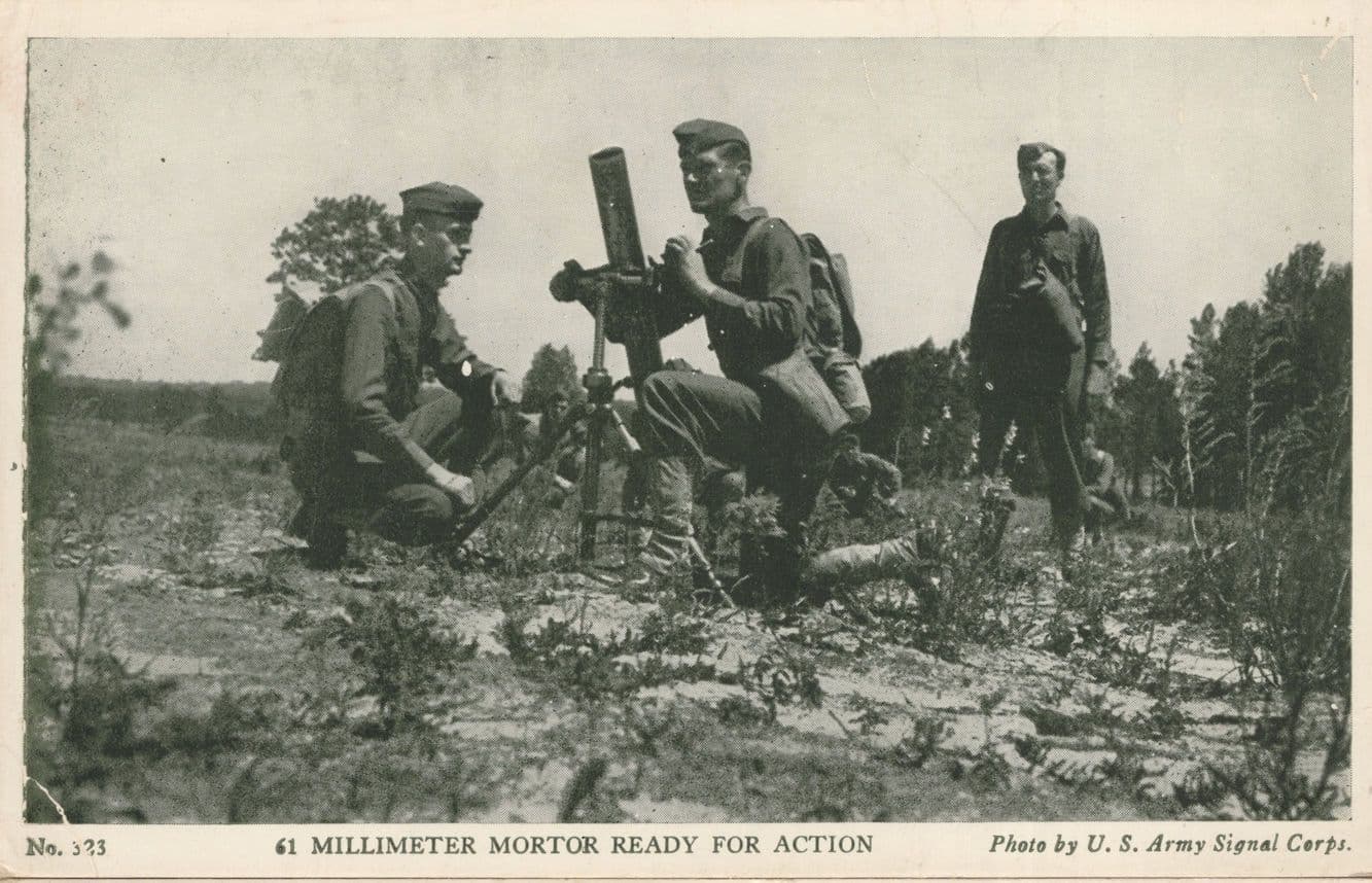 61 MM Mortar Ready For Action Artillery US Army WW2 Postcard