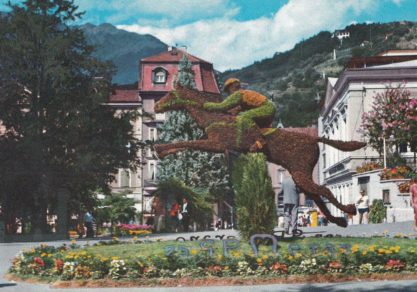 Merano Italy Horse Racing Monument 1960s Postcard