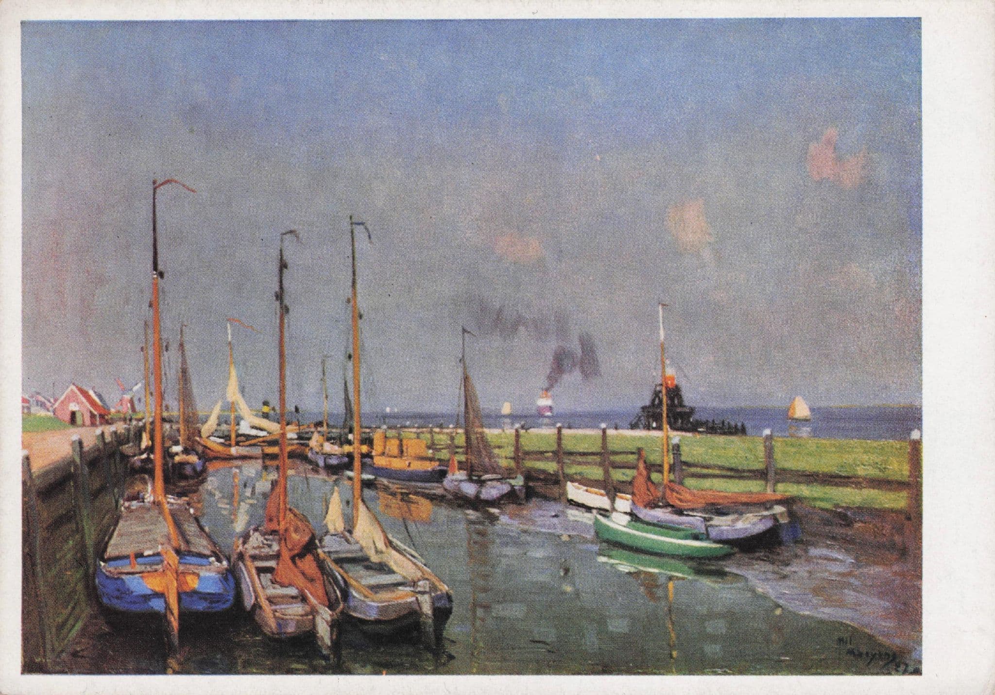 Mil Maeyens Haven Le Port De Van Doel Ships Old Painting Postcard
