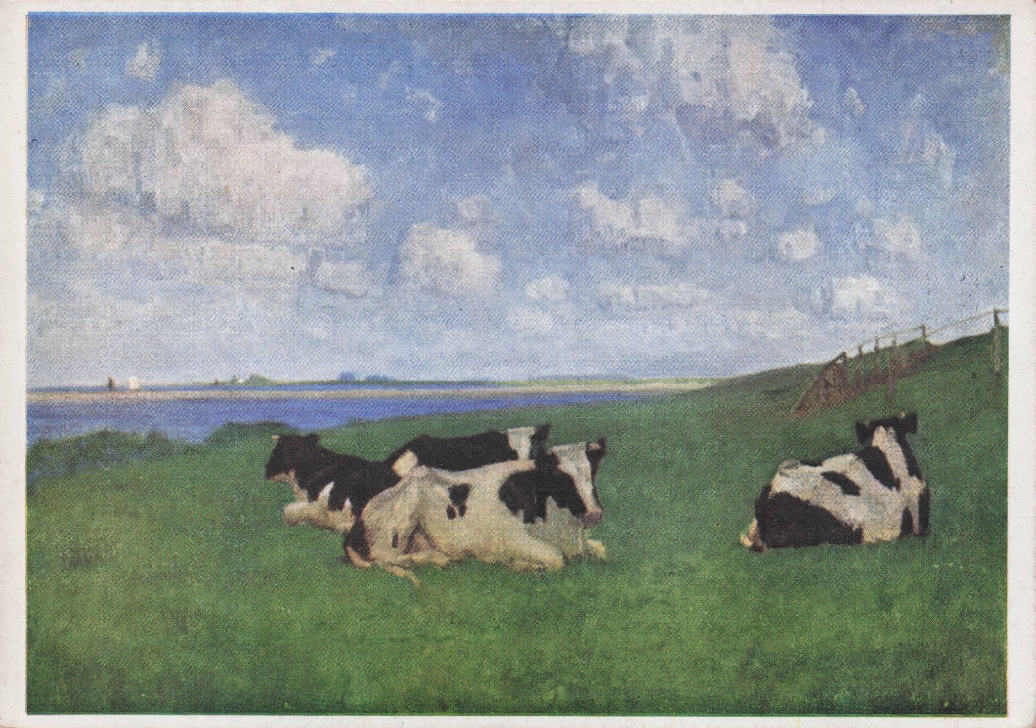 Mil Maeyens Scheldedijk Digue De L'Escaut Painting Postcard