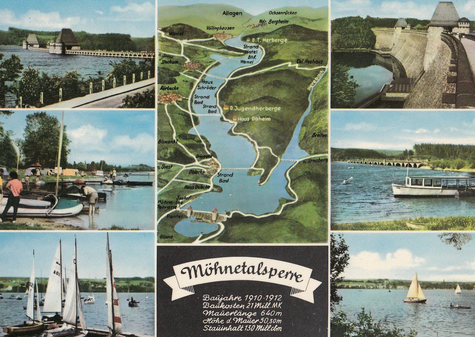 Mohnetalsperre German Sailing Boats Map Postcard
