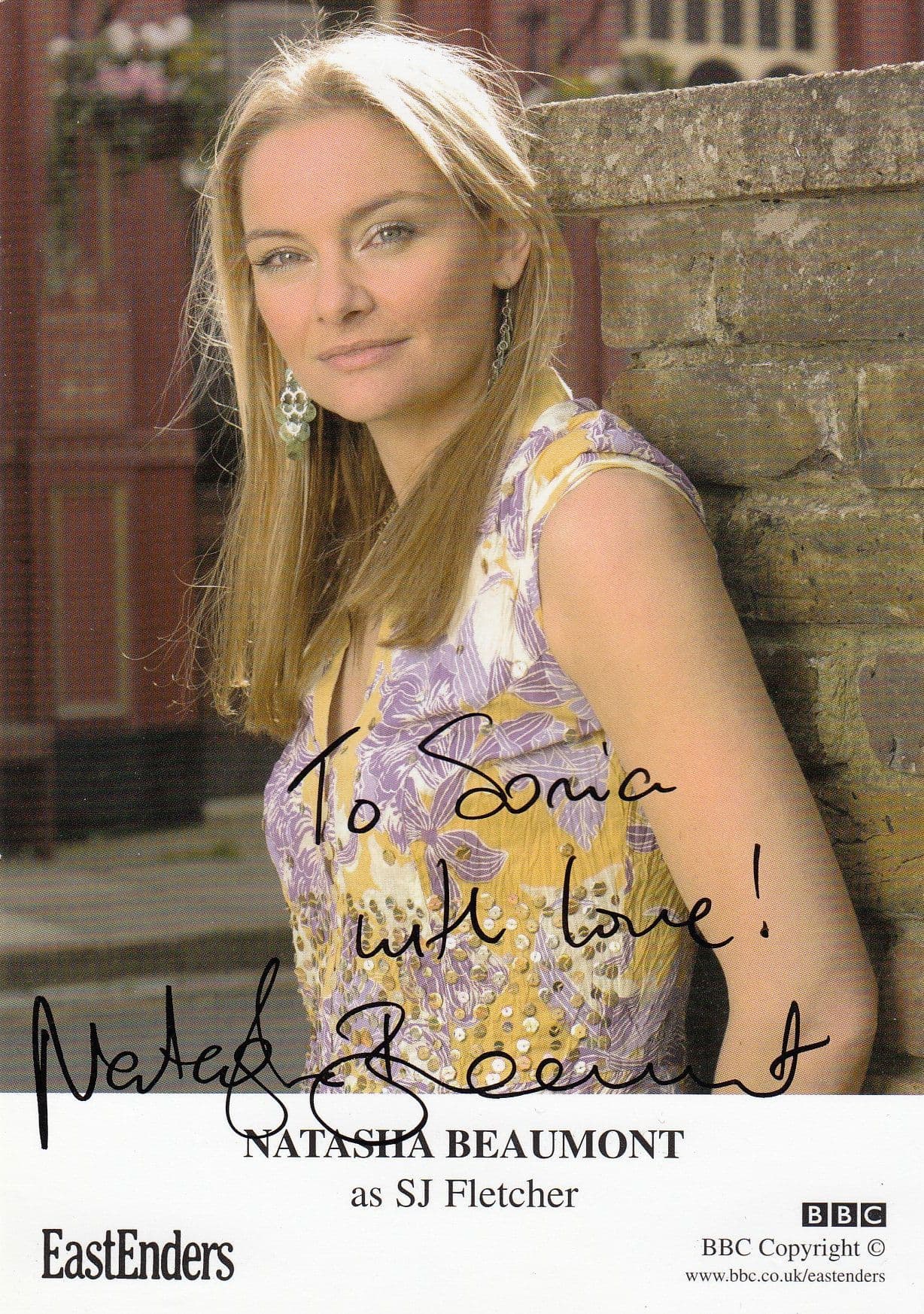 Natasha Beamont as SJ Fletcher Eastenders Hand Signed Cast Card Photo