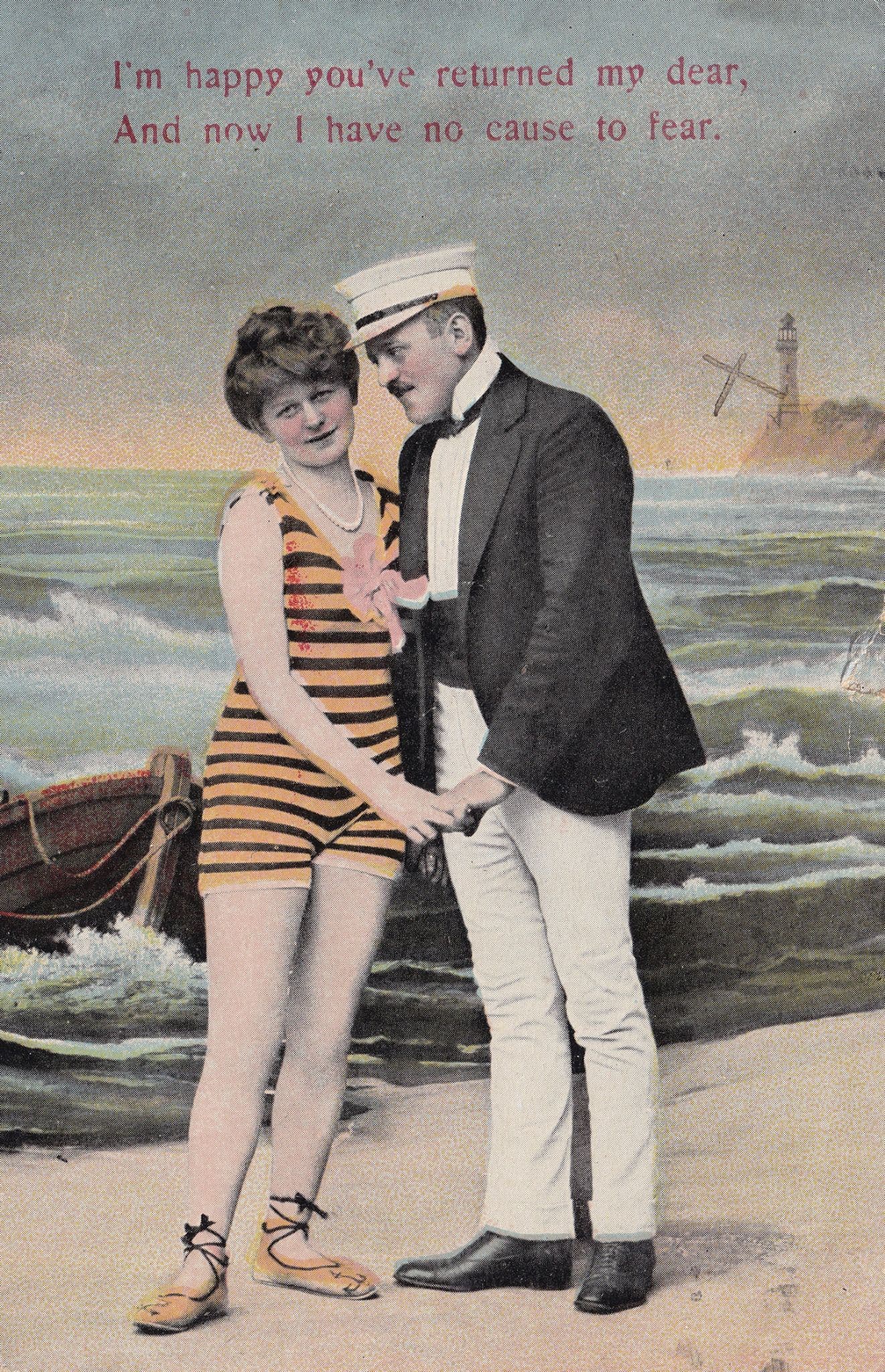 Edwardian Sea Captain Deserted on Island Comic Postcard