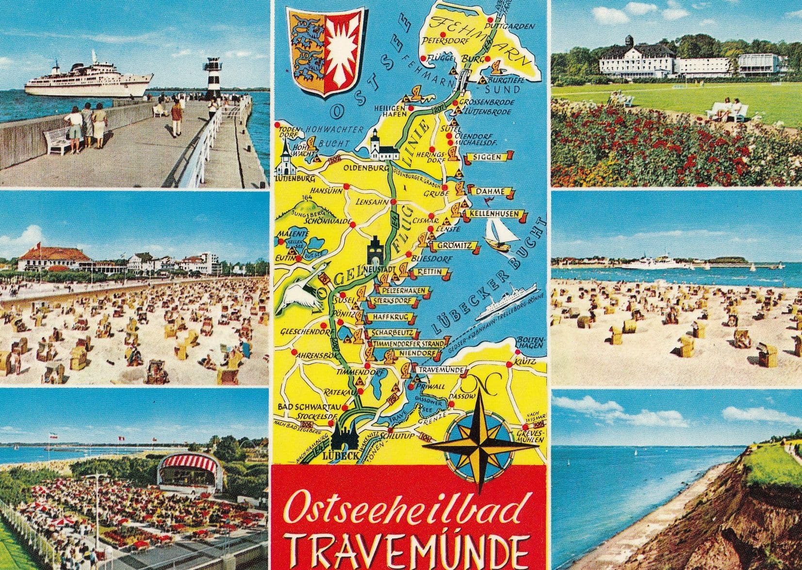 Ostseeheilbad German Baltic Sea Map Postcard