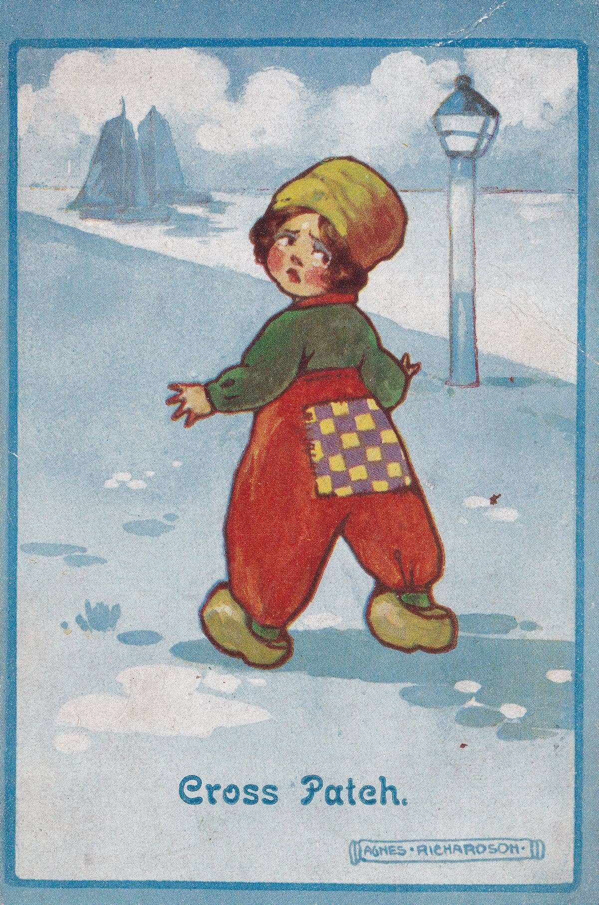 Embroidered Patch Trousers Childrens  Old Comic Humour Postcard