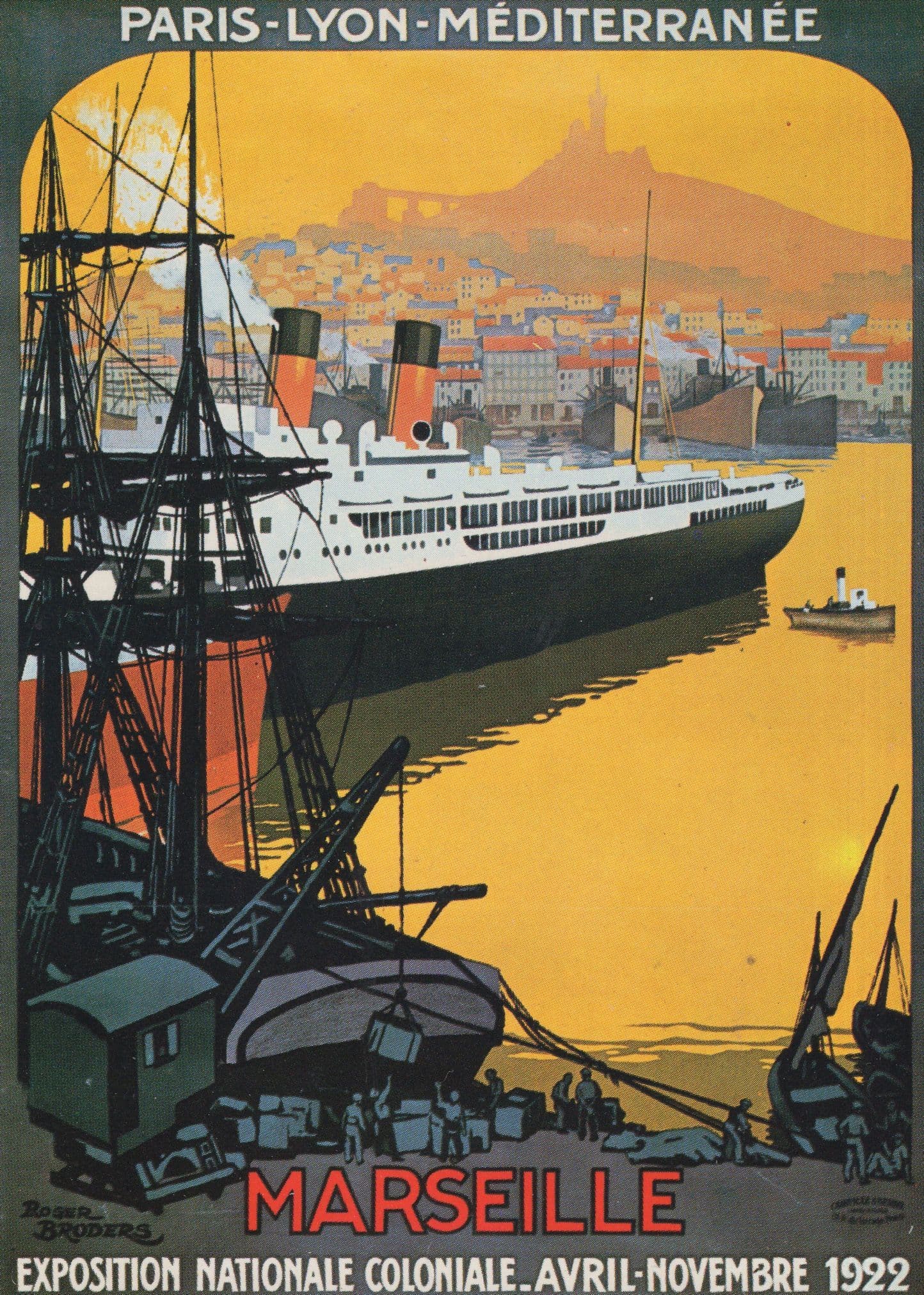 Paris Lyon Marseille 1922 Exposition Ship Ferry Poster Postcard