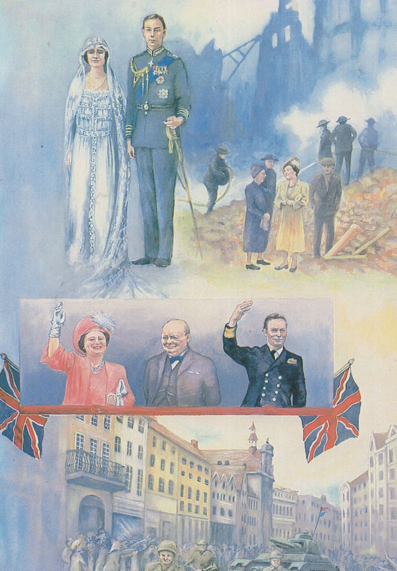 Prince Albert To Lady Bowes Lyon 1923 Royal Wedding Postcard