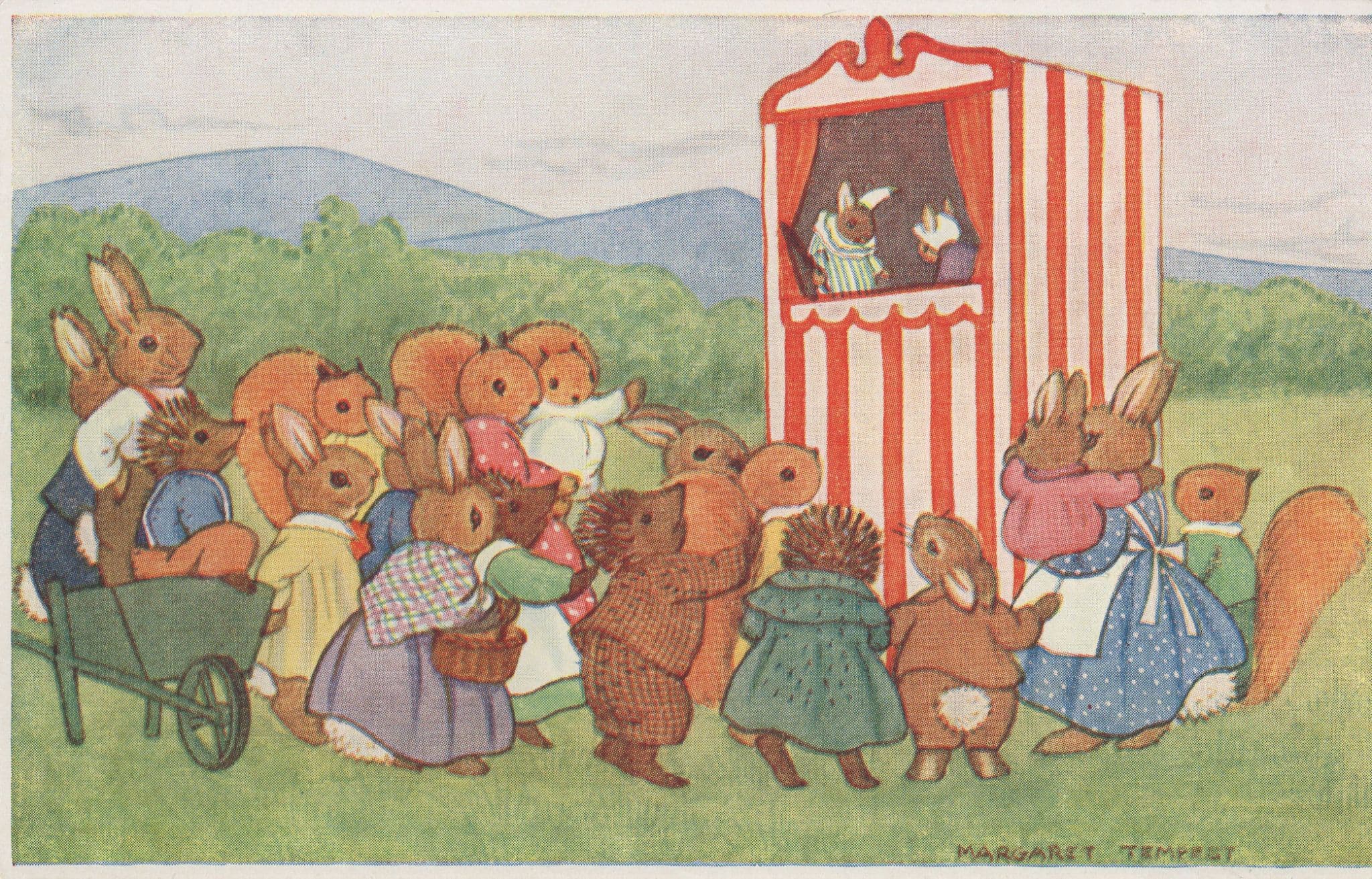 Punch & Judy Puppet Show Margaret Tempest Antique Original Postcard