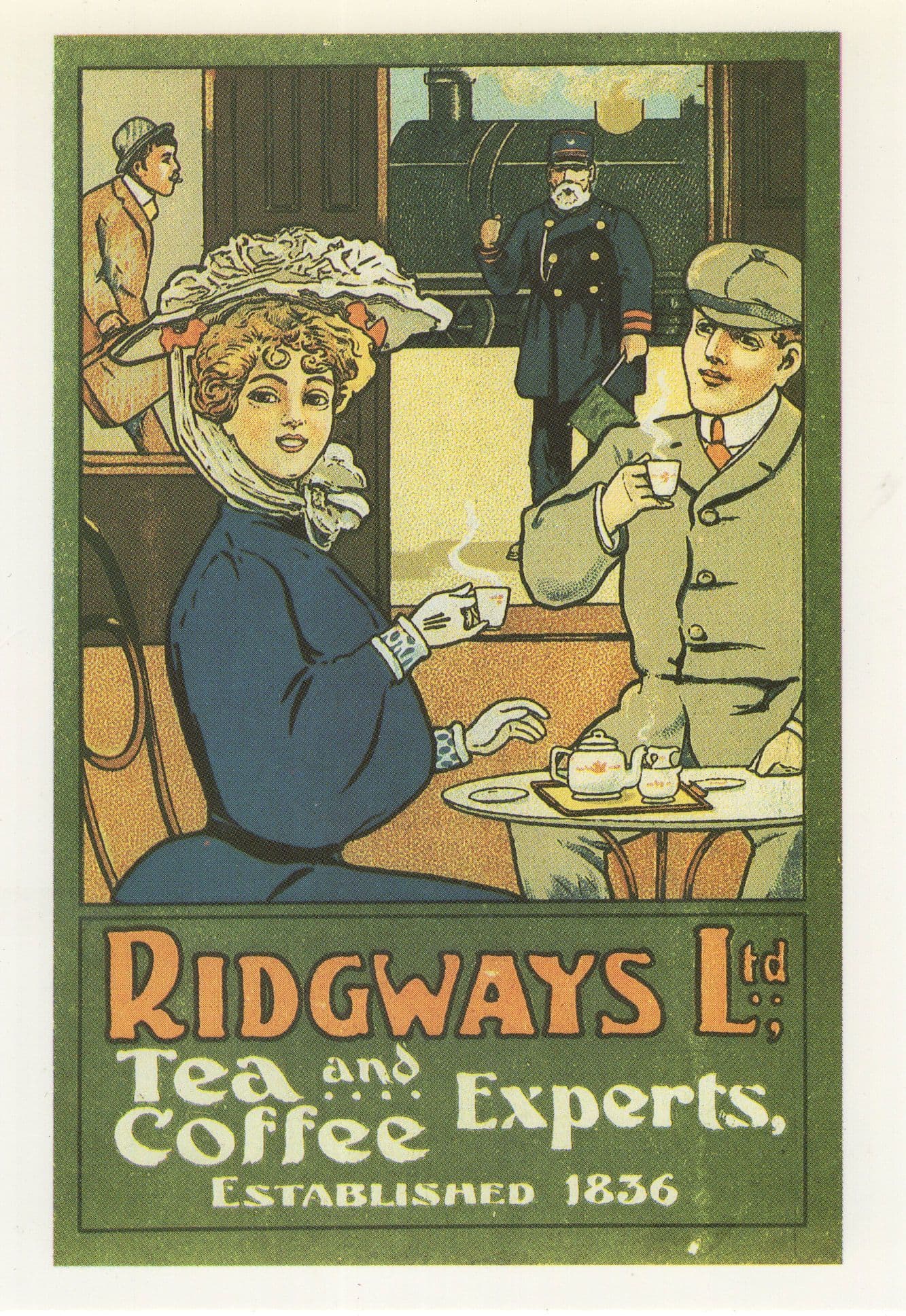 Ridgways Tea Coffee Train Buffet Experts Old Poster Advert Postcard