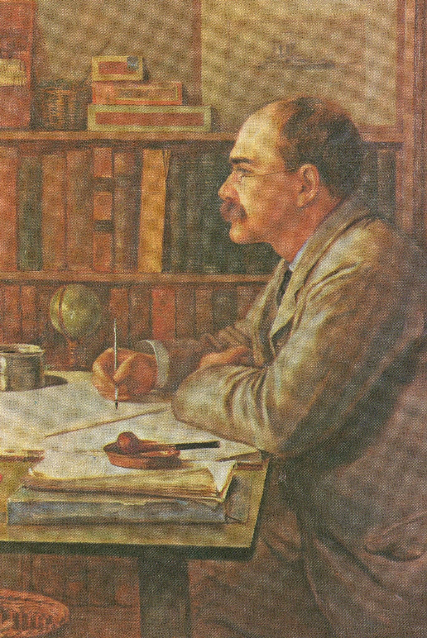 Rudyard Kipling Book Author NPG Philip Burne Jones Painting Postcard