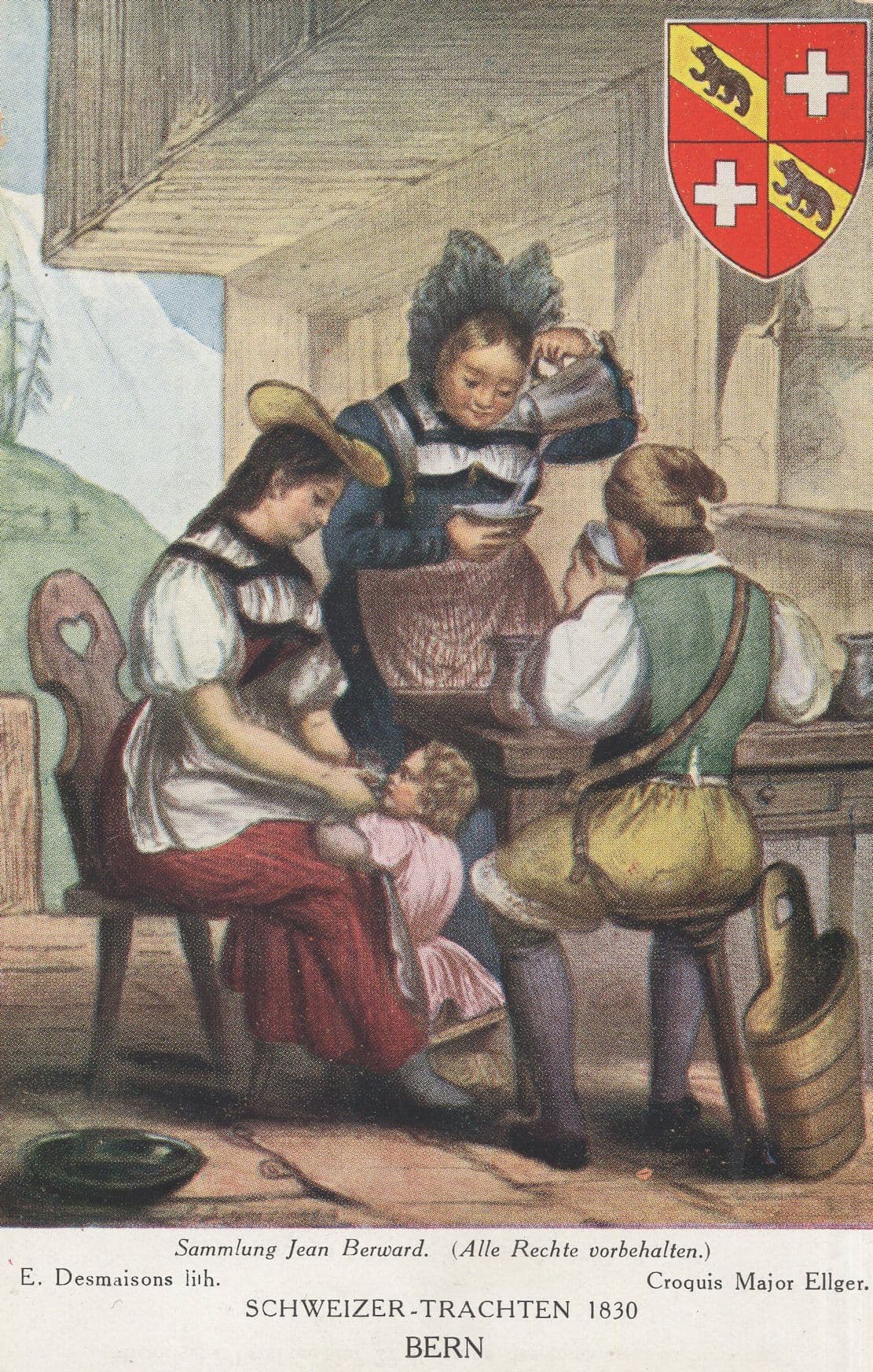 Schweizer Trachten 1830 Bern Switzerland Old Postcard