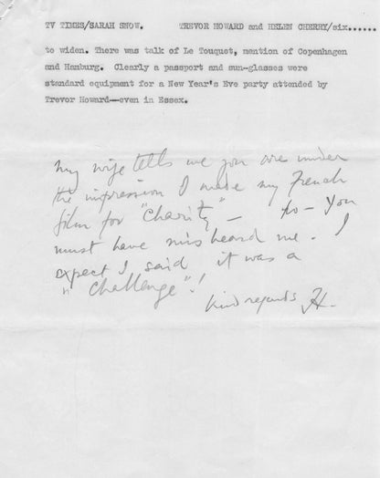 Trevor Howard The Third Man Mutiny On The Bounty Hand Signed 1950s Script