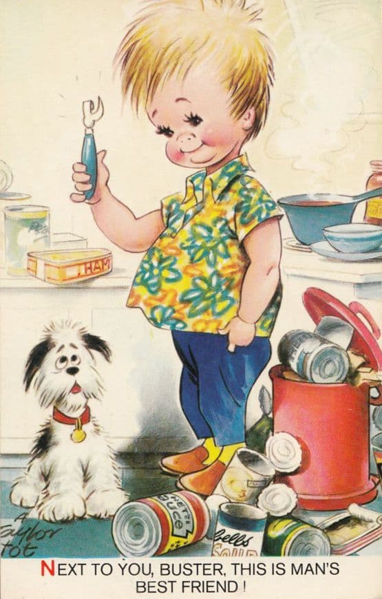 A Can Opener Mans Best Friend Buster The Dog Comic Humour Cute Postcard