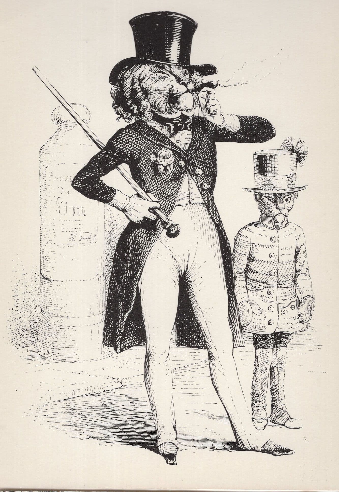 A Lion From Paris JJ Grandville Victorian French Illustrator Art Postcard