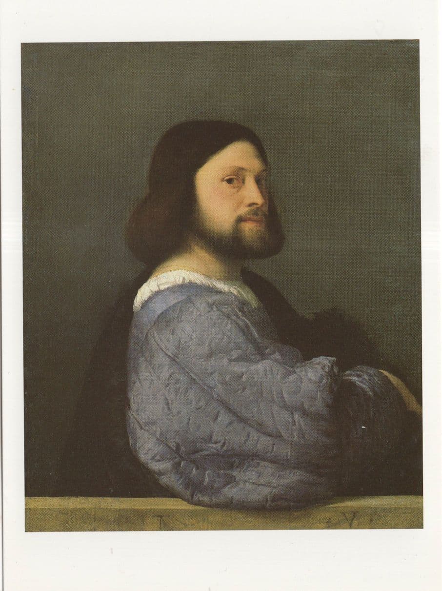 A Man With A Quilted Sleeve Titian London Gallery Painting Postcard