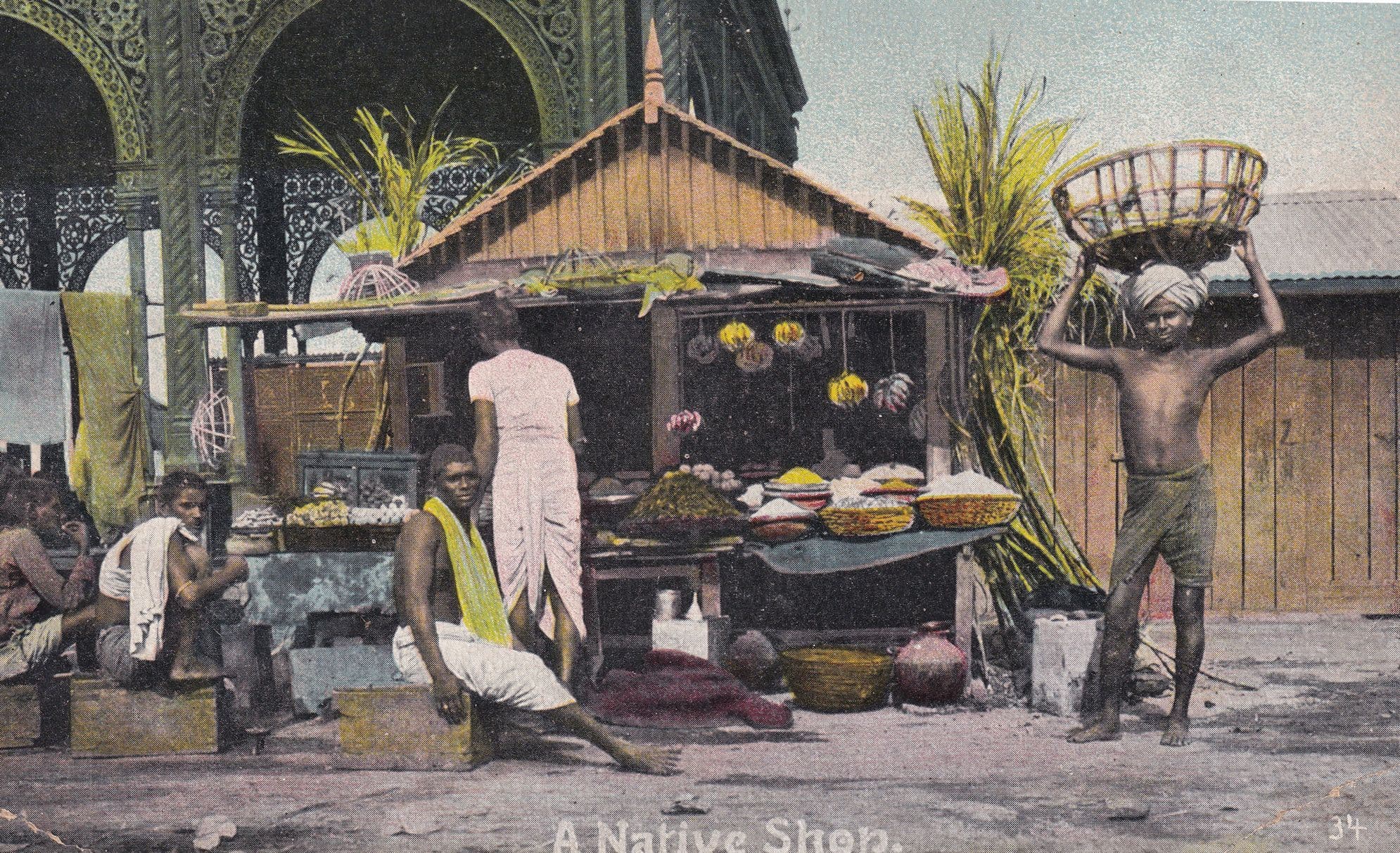 A Native African Shop Antique Painting Postcard