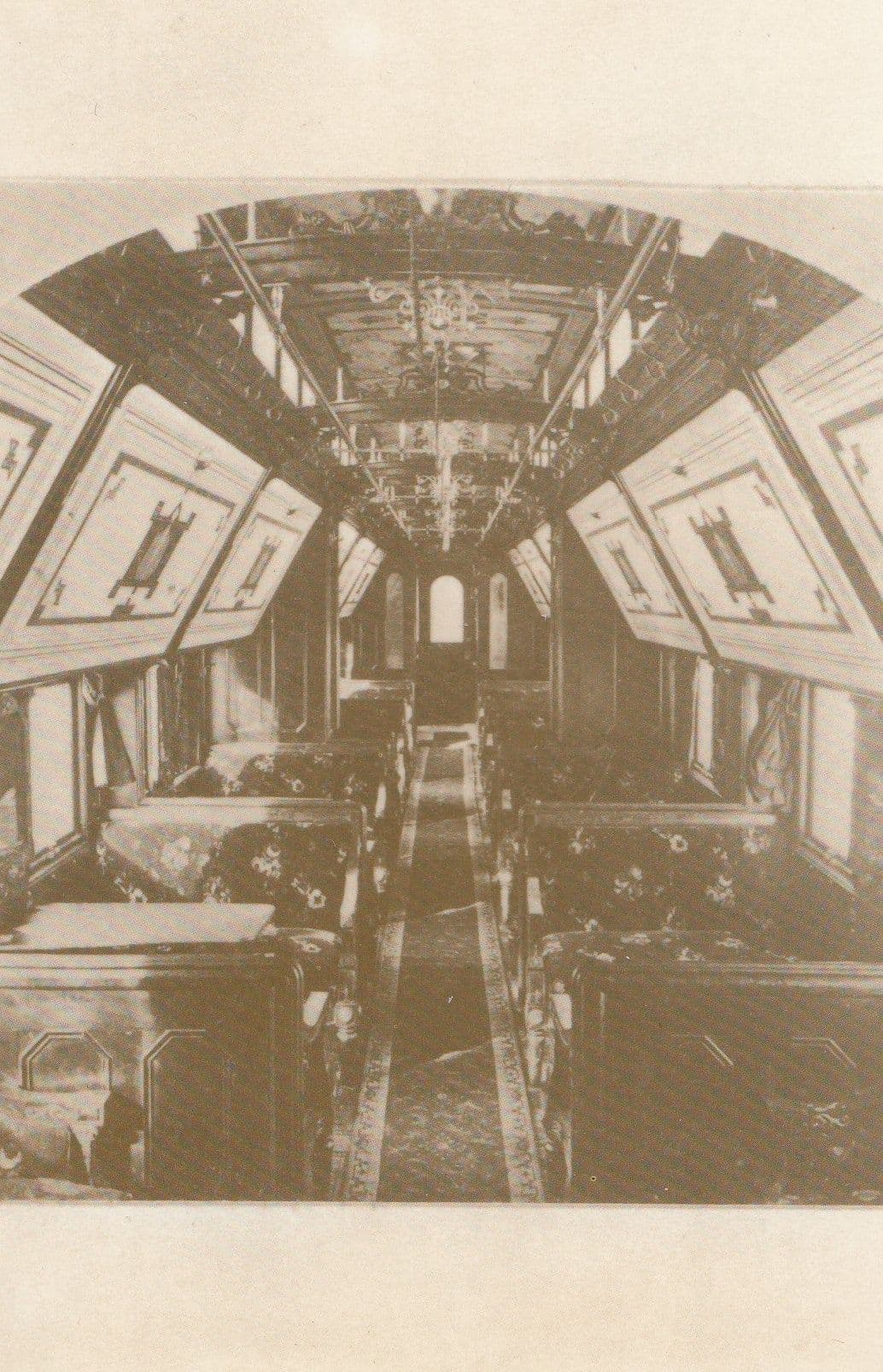A Palace Car Victorian First Class Train Railroad Carriage UPRR RPC Postcard