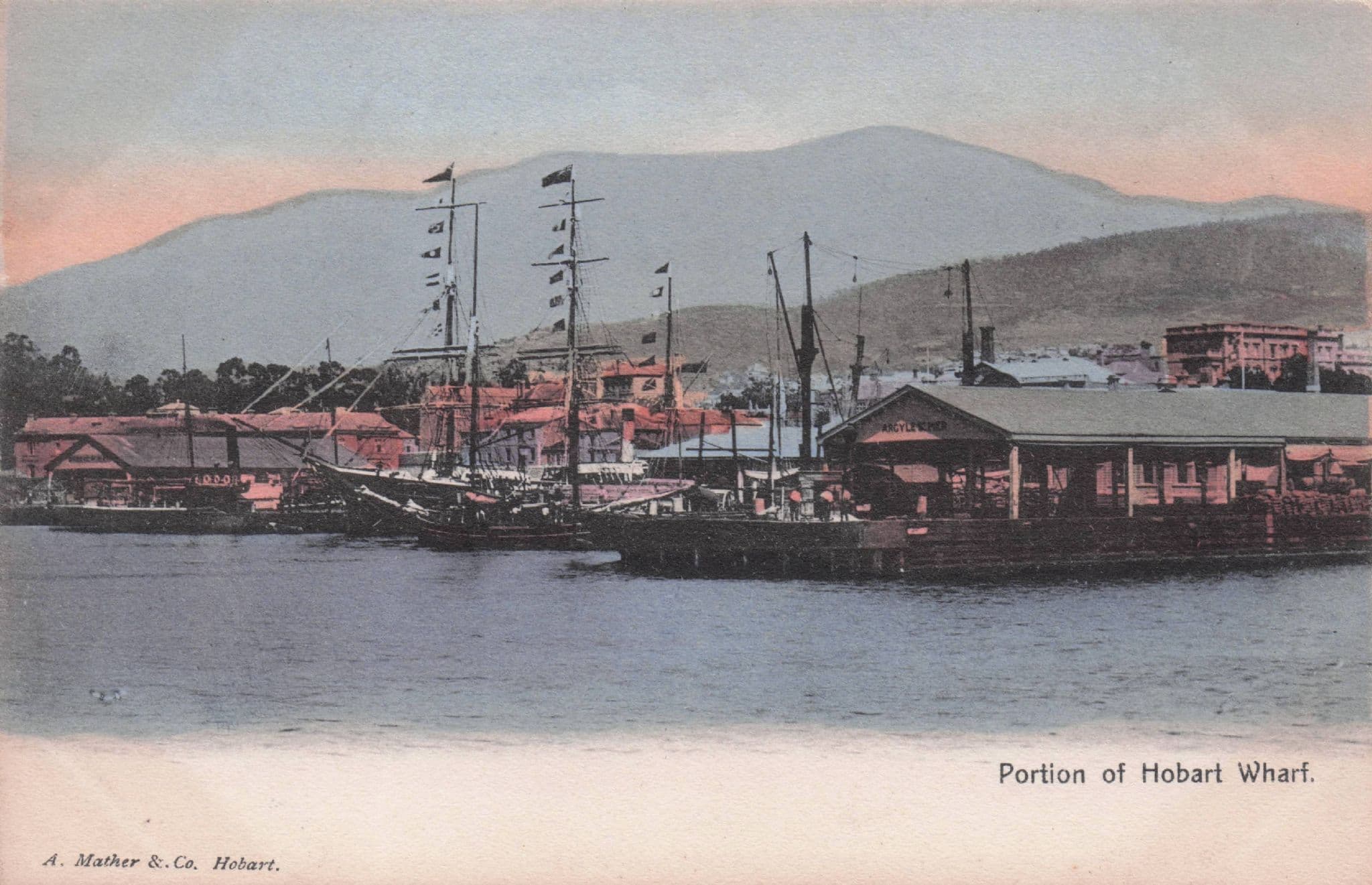 A Portion Of Hobarts Wharf Tasmania Australia Ships Old Postcard