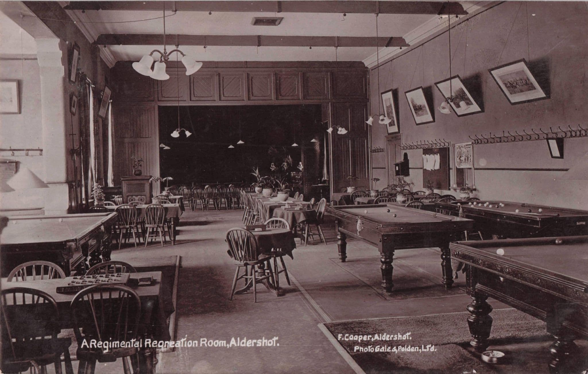A Regimental Recreation Billiard Army Room Aldershot Military Old Postcard