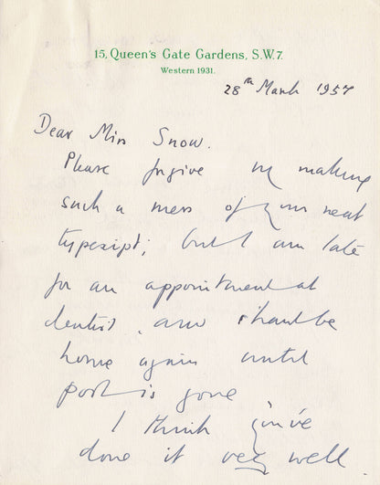 Lady Cynthia Asquith Interview & 4 Page Hand Written & Signed Headed Paper Letter