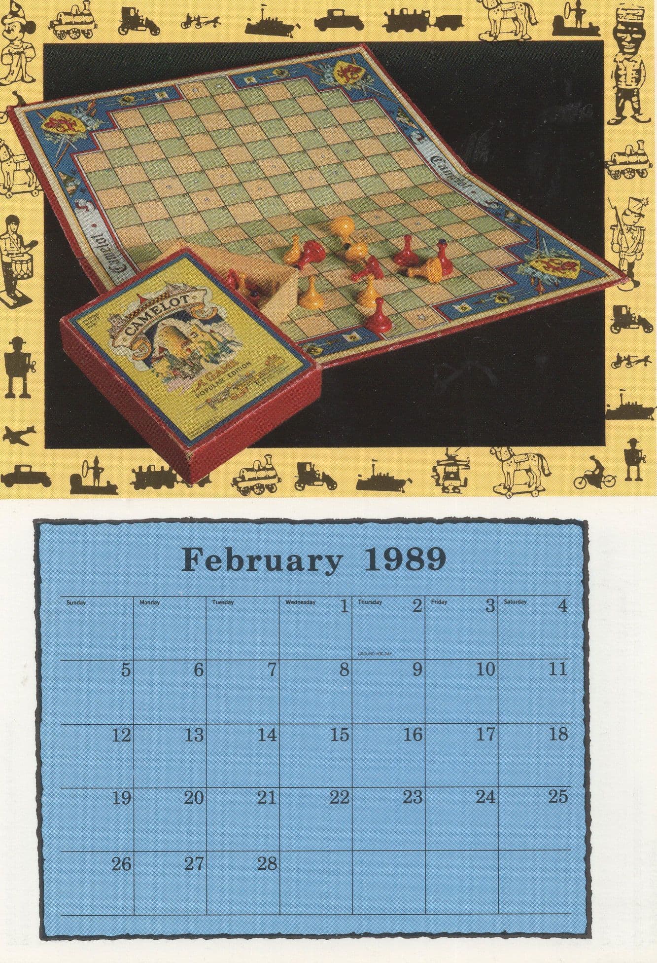 Camelot Vintage Toy Board Game Calendar Postcard