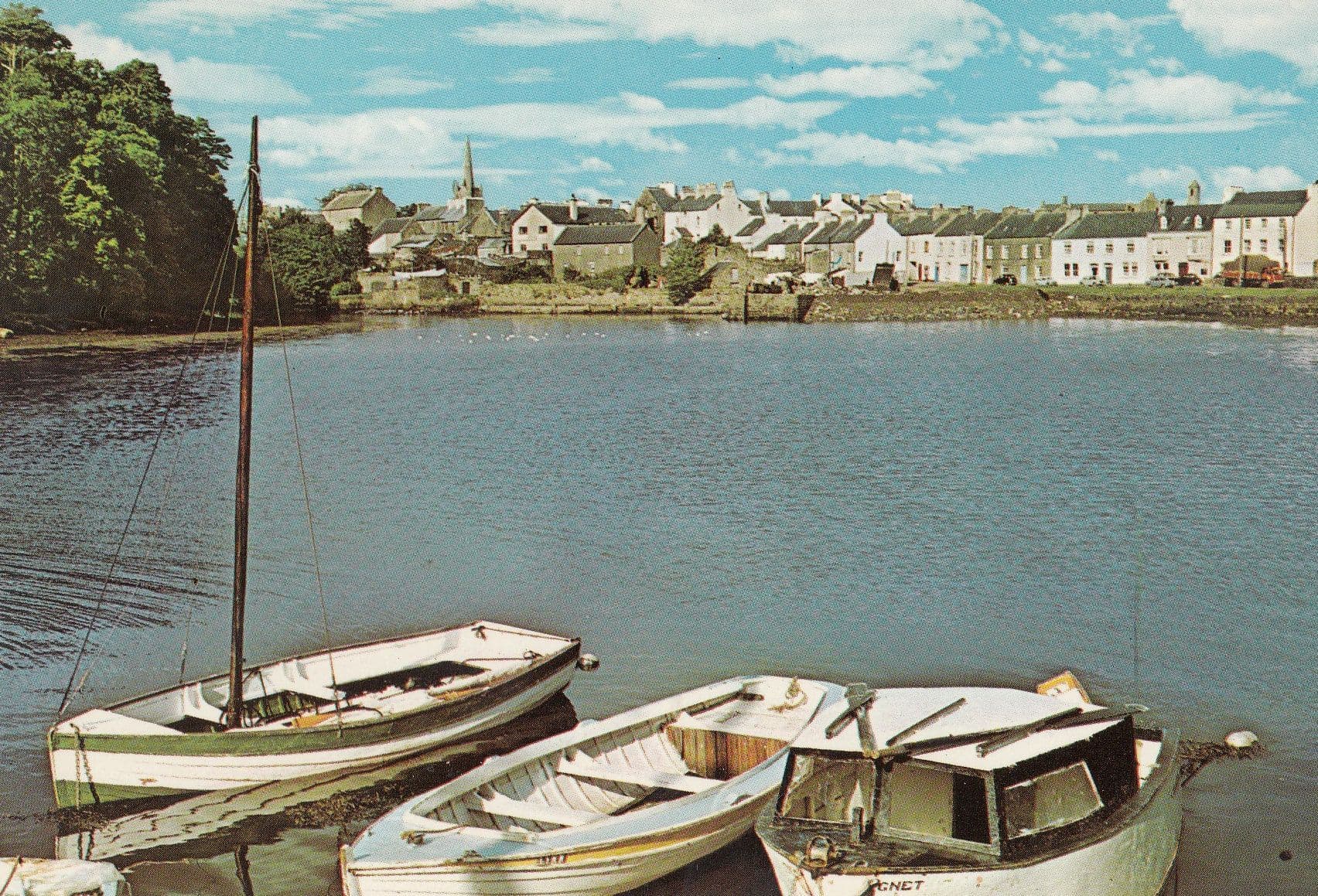 Donegal Town Harbour Boats Bay View Hotel 1960s Irish Postcard