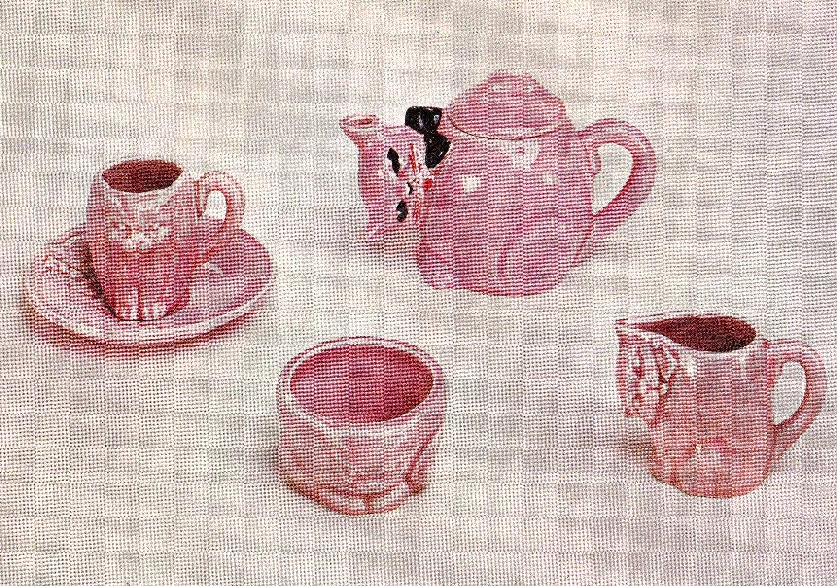 Cat Pink China Tea Antique Coffee Cups London Museum Postcard