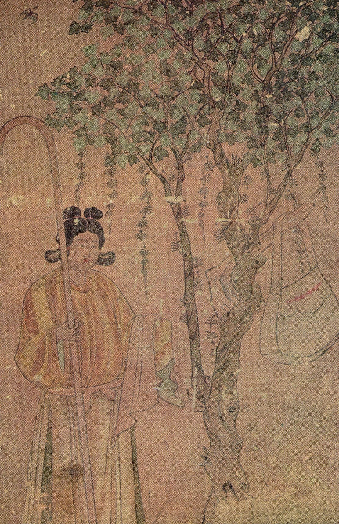 Chinese Woman Court Attendant Tang Dynasty Mural Art Postcard