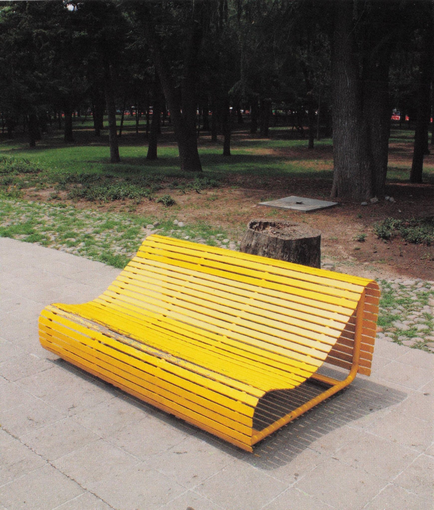 Crazy Yellow Park Bench Chair Museo Nacional De Antropologia Mexico Postcard