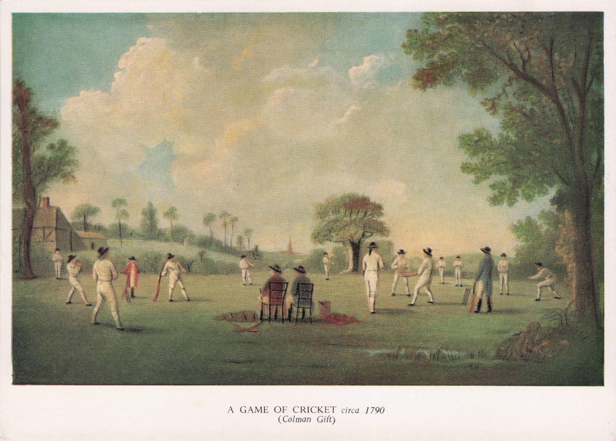 A Victorian Game Of Cricket in 1790 Old Painting Postcard