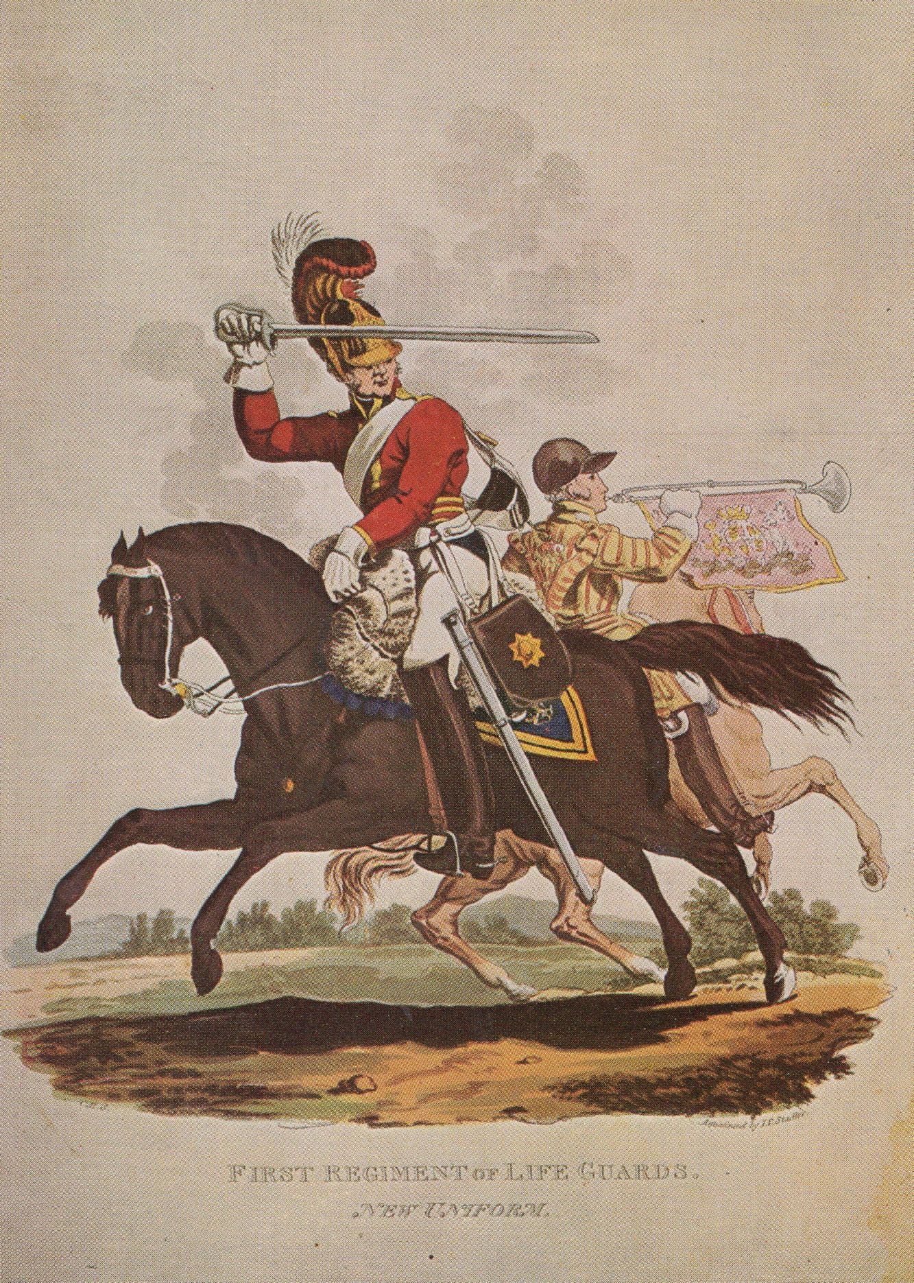 1st Life Guards 1815 Military Uniform Painting Postcard