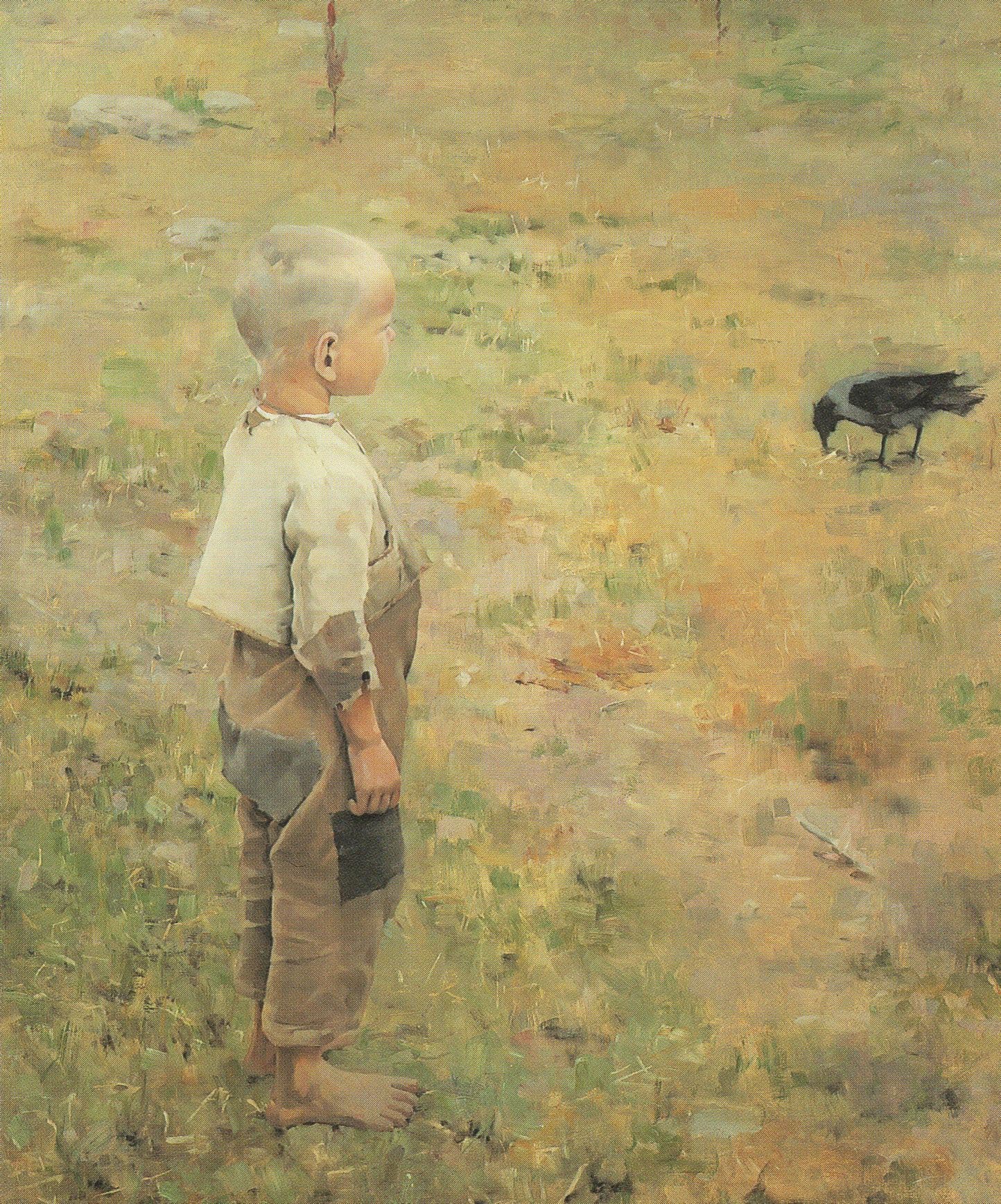 Akseli Gallen Kallela Boy With Crow Rare Painting Postcard