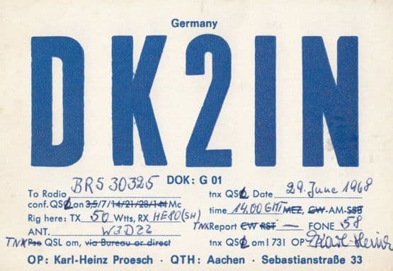 Aachen German Amateur Radio Station QSL Rare 1960s Postcard