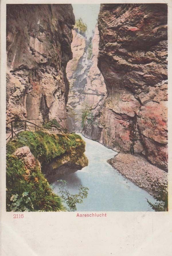 Aareschlucht Switzerland Mountains Swiss Old Antique Postcard