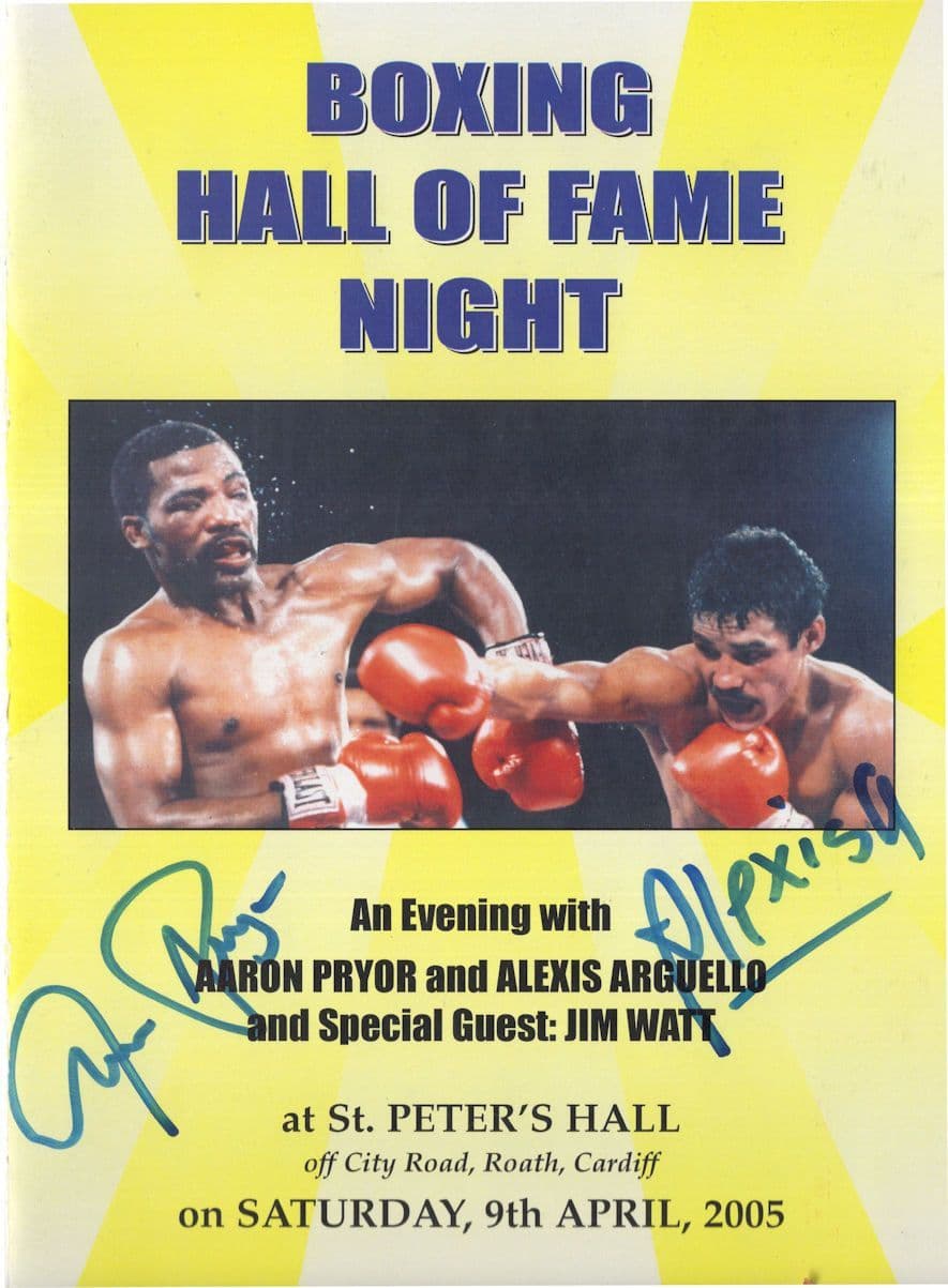 Aaron Pryor Alexis Arguello Boxing Dinner Boxer Hand Signed Programme