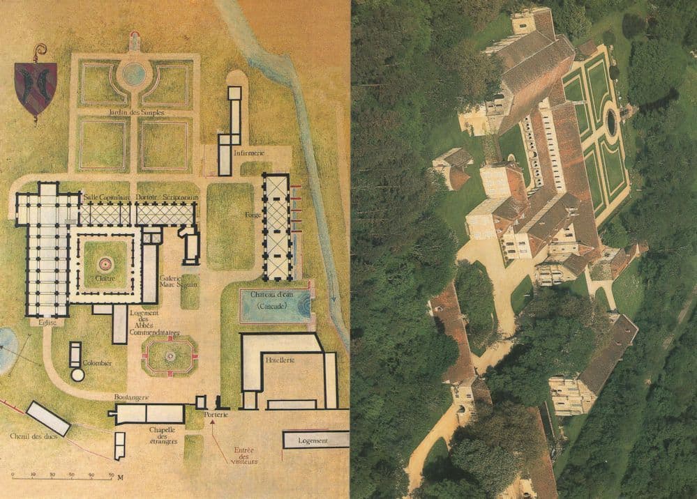 Abbaye de Fontenay 2x French Abbey Map Postcard s