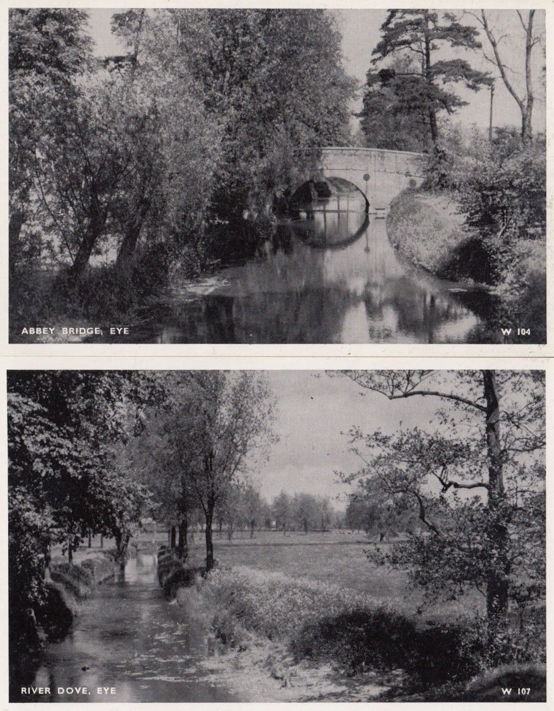 Abbey Bridge Eye Water Reflections Real Photo Suffolk 2x Postcard