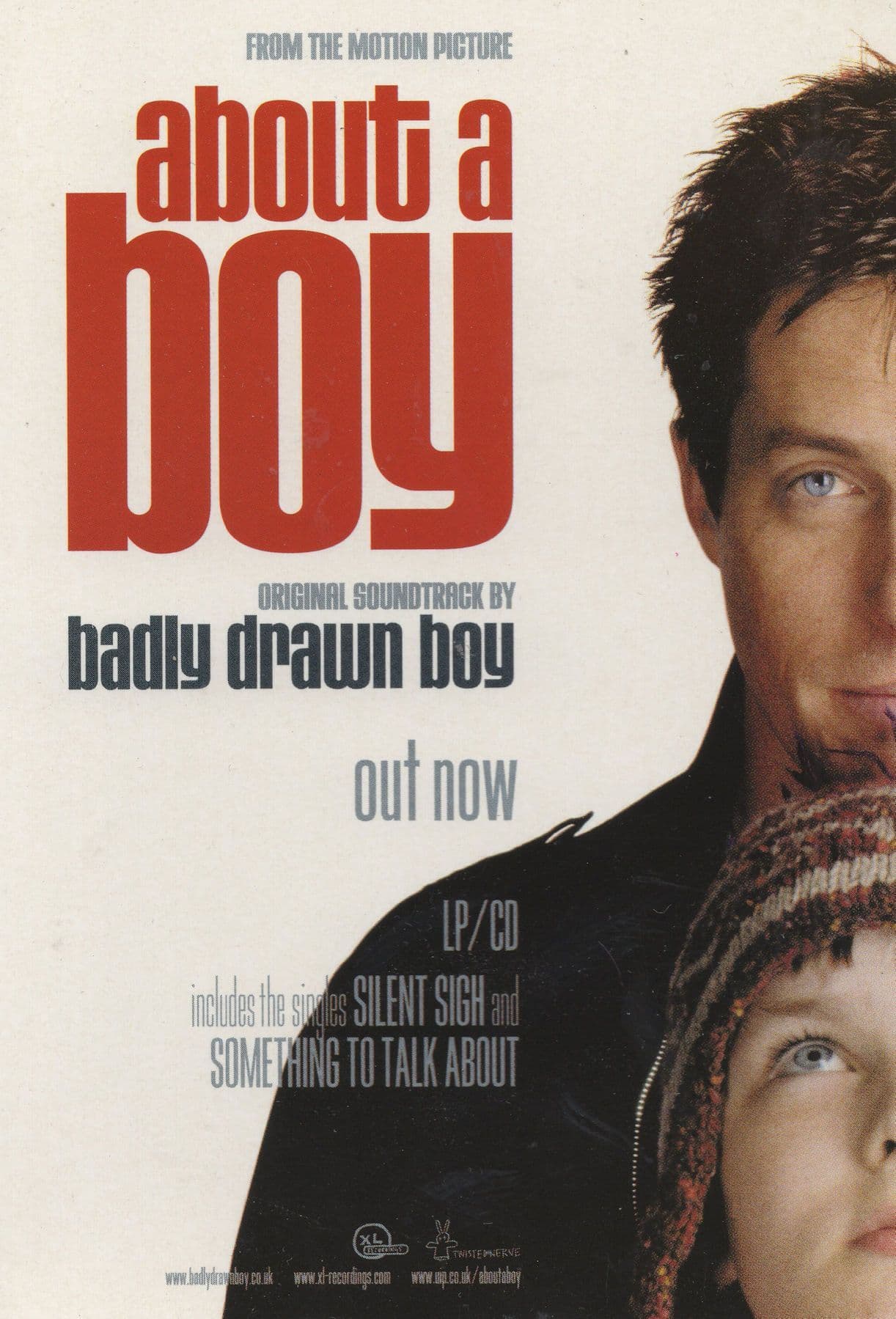 About A Boy Hugh Grant Film Book CD LP Advertising Postcard