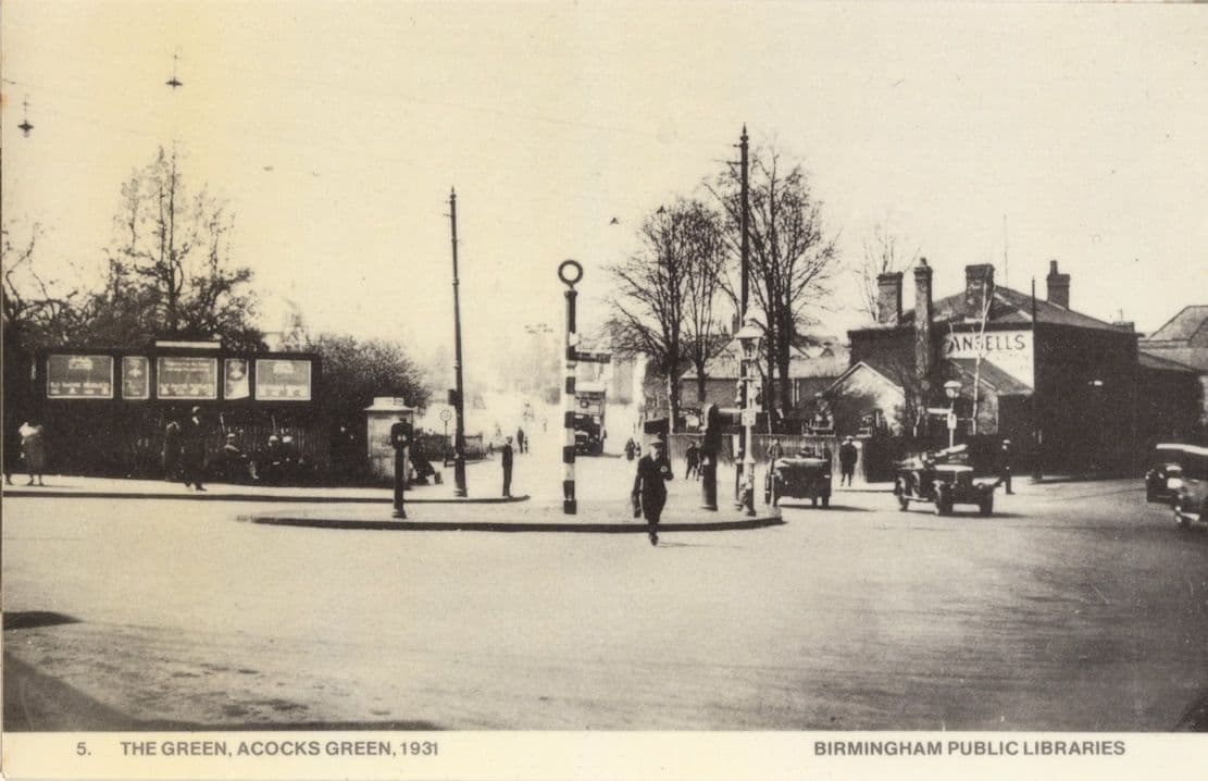 Acocks Green Village Shops Transport Birmingham in 1931 Rare Photo Postcard