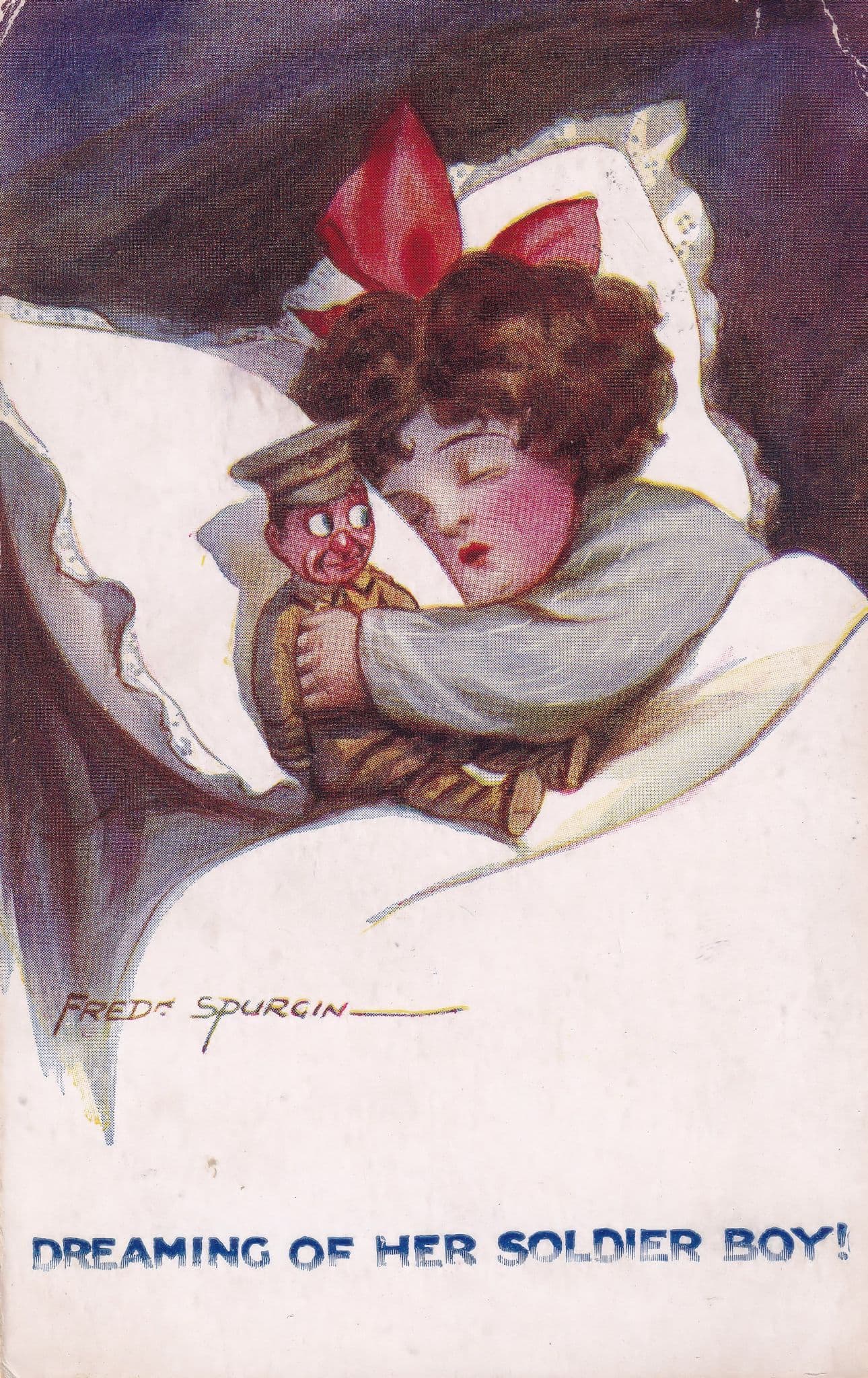 Action Man Doll Military Soldier Boy Dreams Antique WW1 Comic Postcard