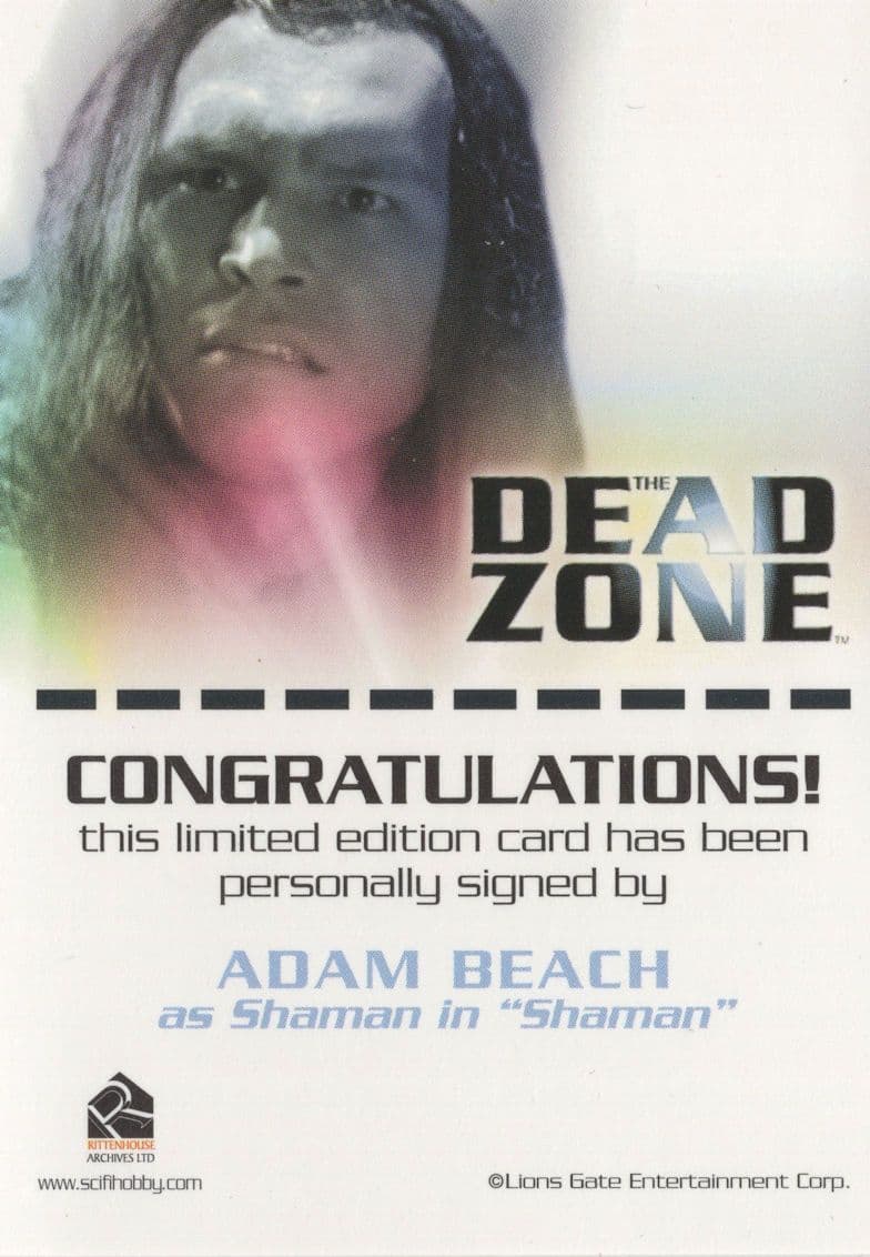 Adam Beach The Dead Zone Autograph Signed Photo Card